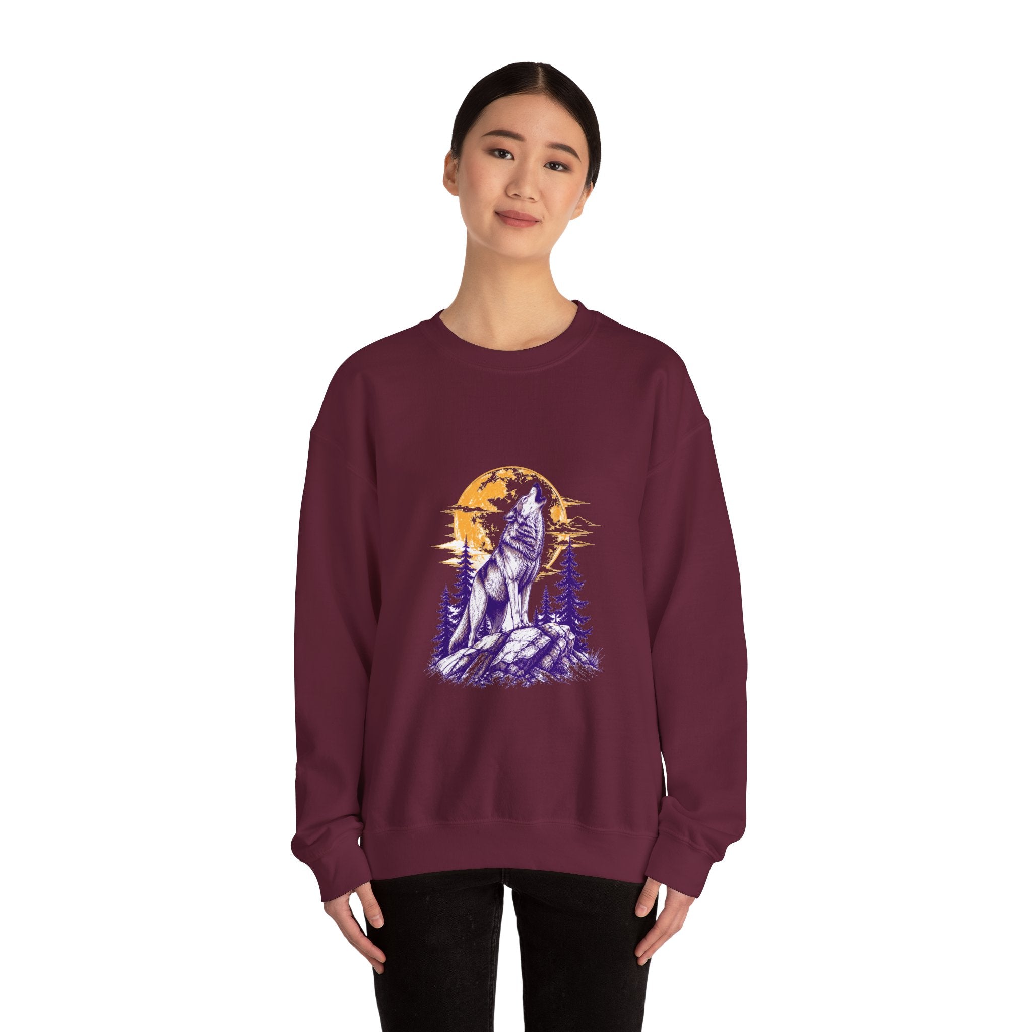 Matching Couple Sweatshirt - Wolf & Dove Matching Couple Crewneck Sweatshirt Hand-Drawn Art His Hers Best Friend Gift - Design A