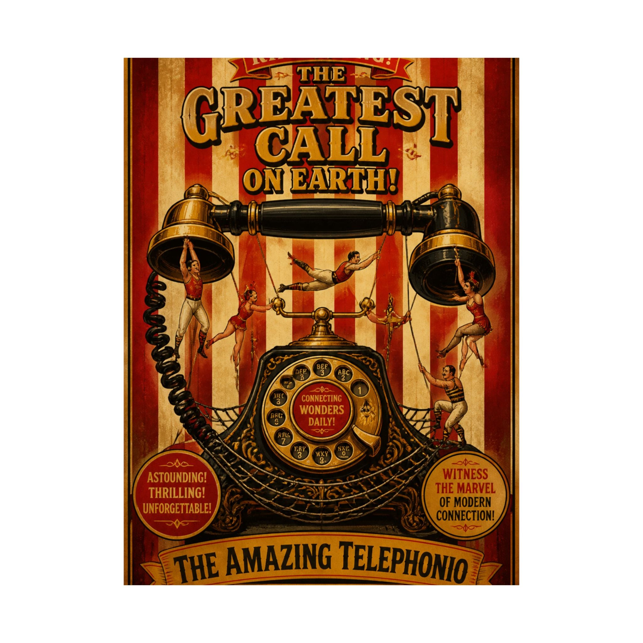 Vintage Telephone Booth Wall Art Poster 18×24 Vintage Circus Kitchen Decor Maximalist Print