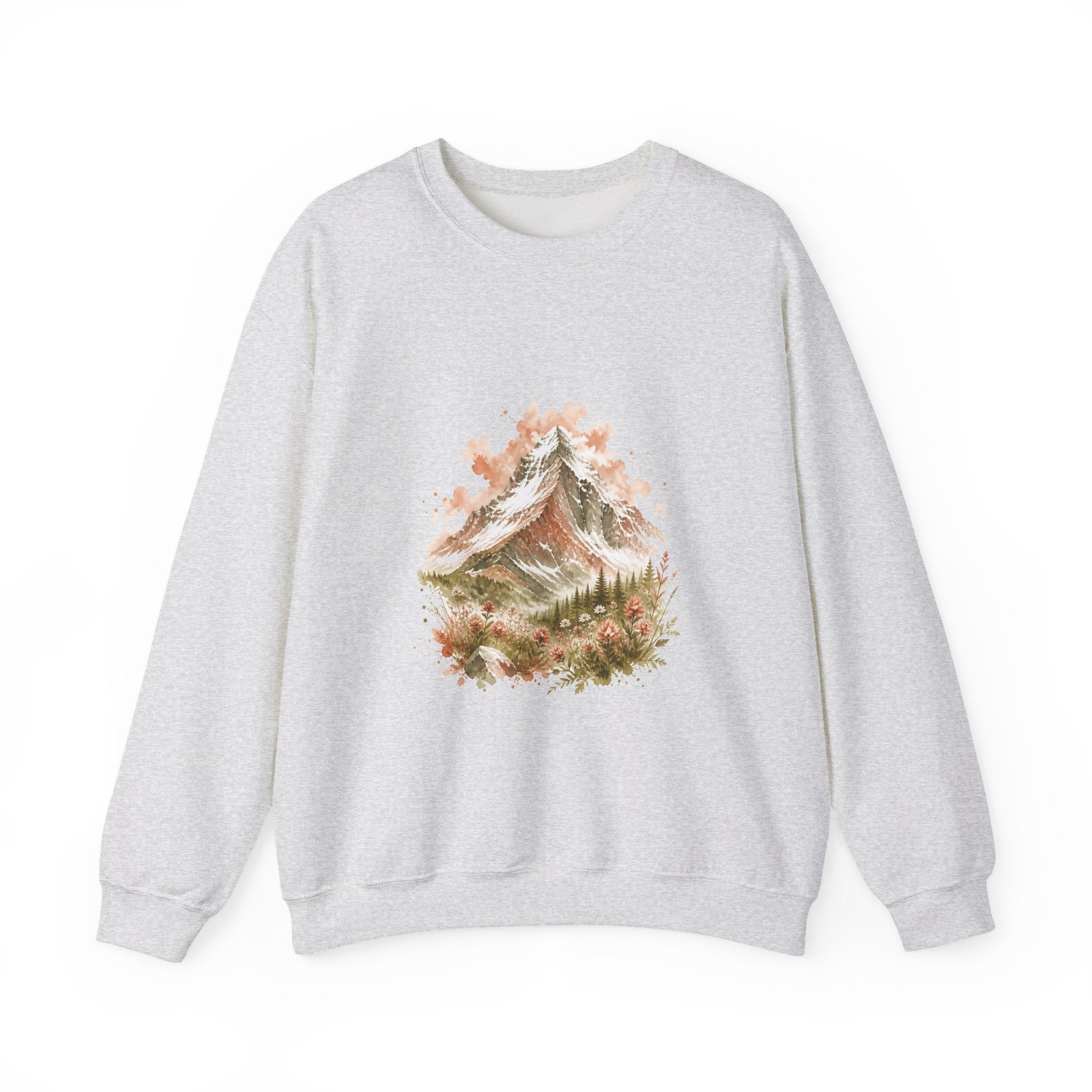 Matching Couple Sweatshirt - Mountain & Ocean Matching Couple Premium Fleece Sweatshirt Watercolor Art His Hers Birthday Gift - Design A