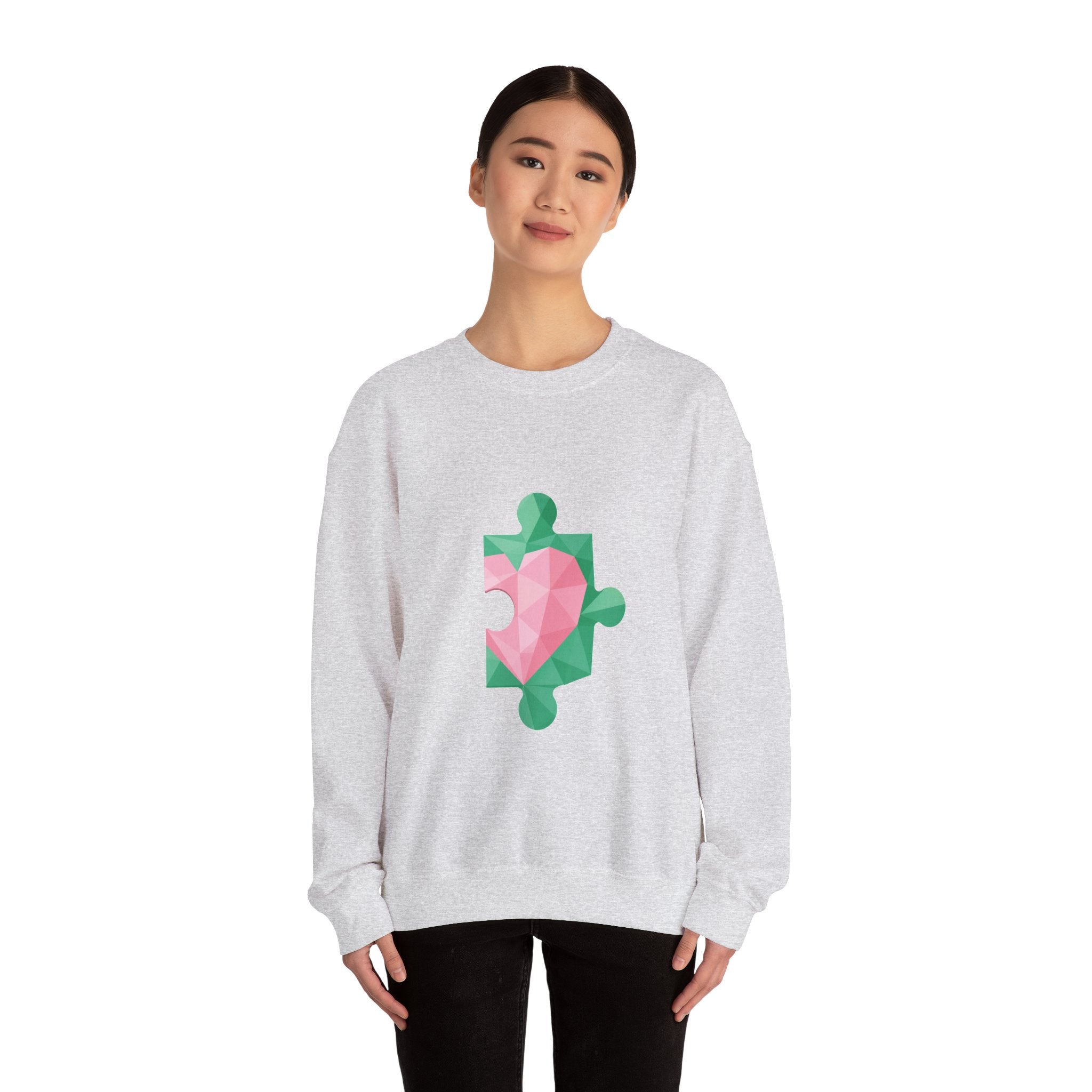 Matching Couple Sweatshirt - Puzzle Pieces Matching Couple Crewneck Sweatshirt Geometric Art His Hers Couple Gift - Design B