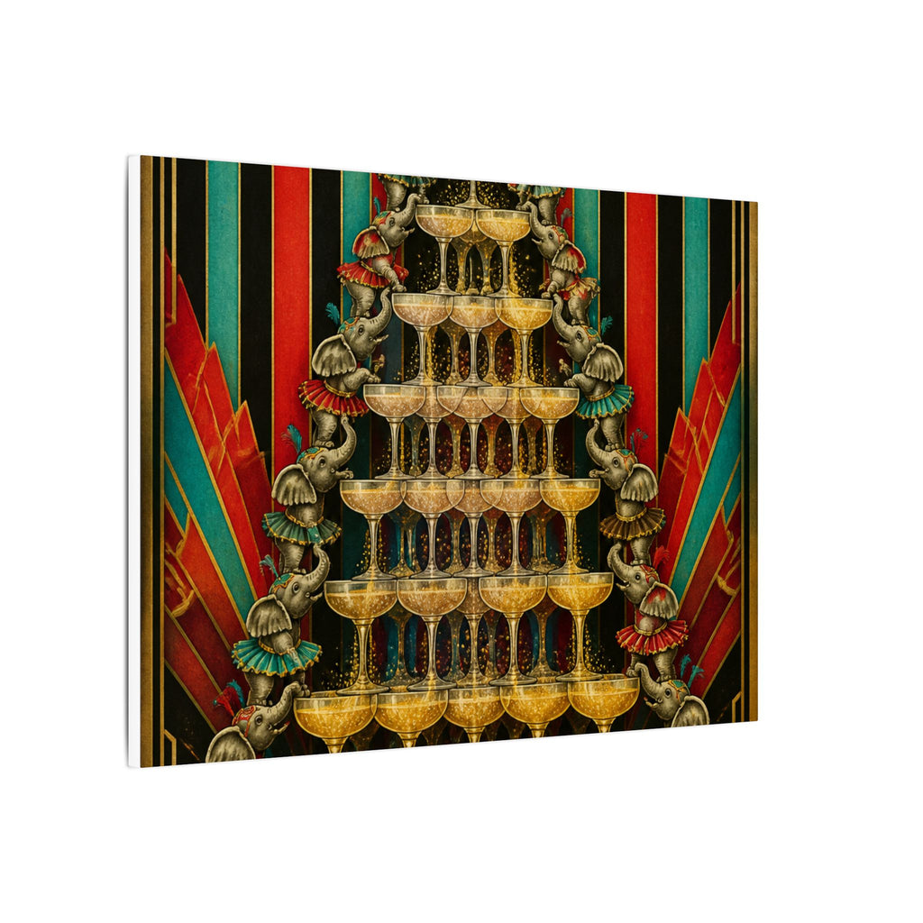Champagne Tower Elephants Wall Art Canvas 16×20 Art Deco Entryway Decor Maximalist Print