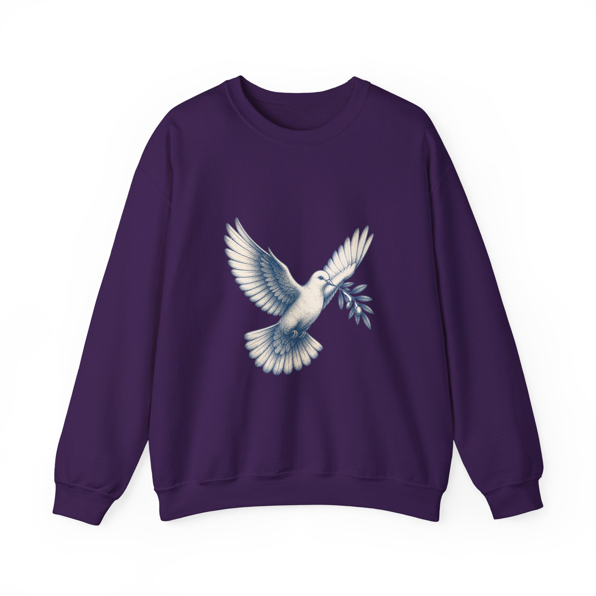 Matching Couple Sweatshirt - Wolf & Dove Matching Couple Premium Fleece Sweatshirt Hand-Drawn Art His Hers Anniversary Gift - Design B