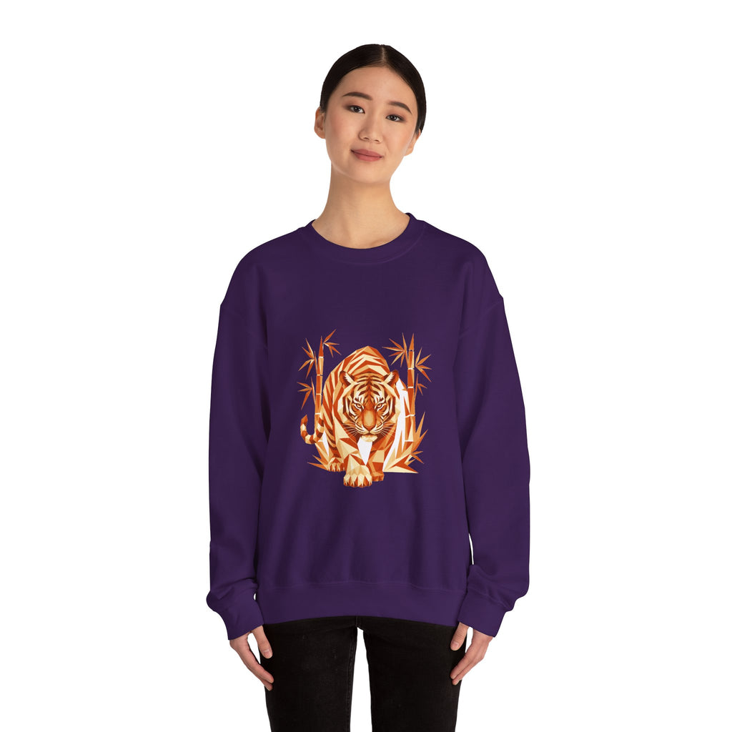 Matching Couple Sweatshirt - Tiger & Crane Matching Couple Premium Fleece Sweatshirt Geometric Art His Hers Love Gift - Design A