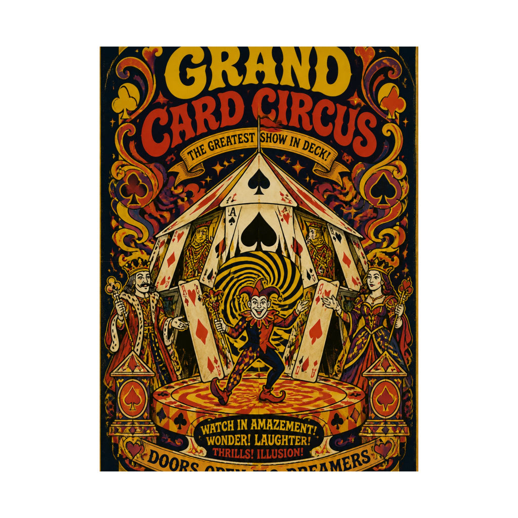 Playing Cards Tent Wall Art Poster 24×36 Psychedelic Dining Room Decor Maximalist Print