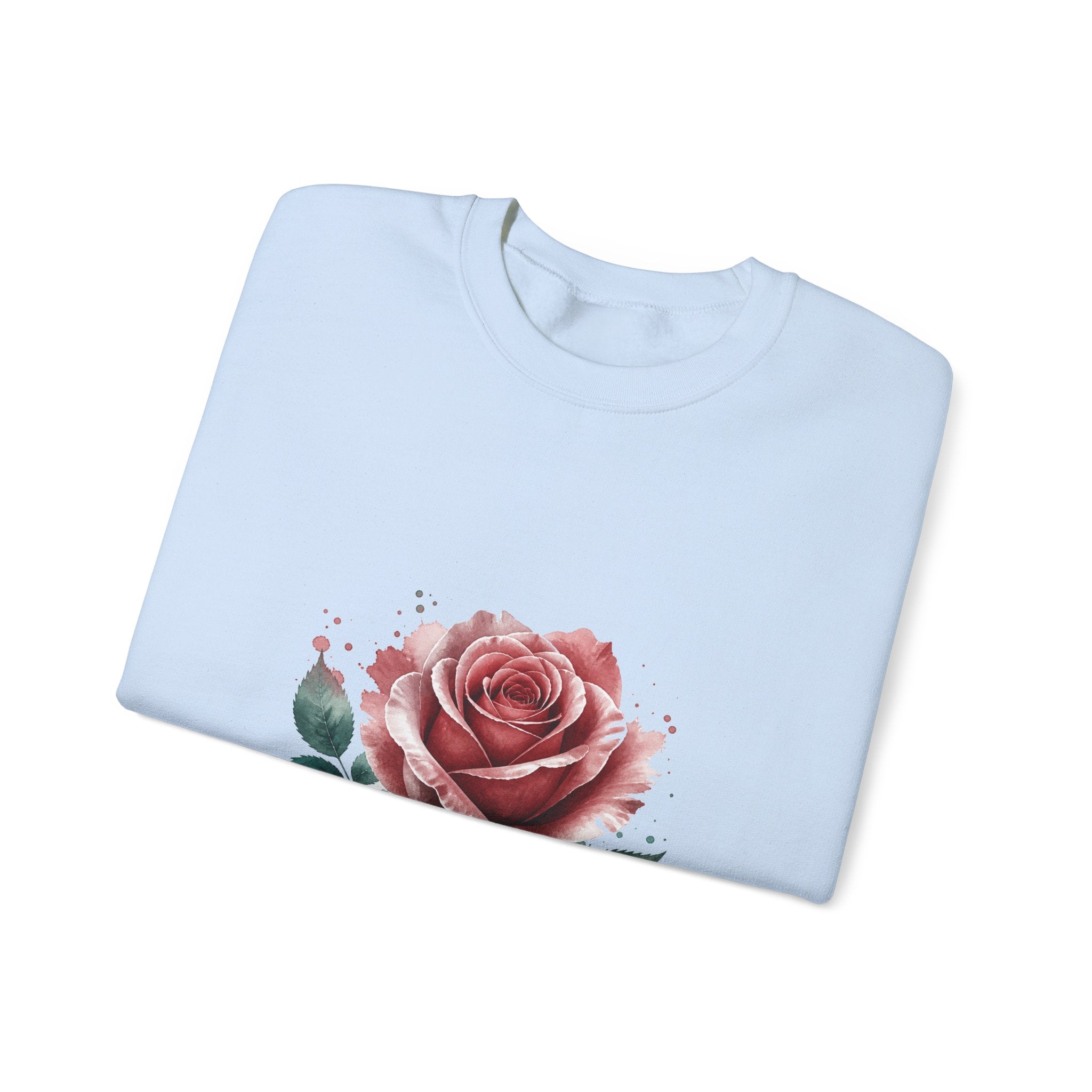 Matching Couple Sweatshirt - Rose & Thorn Matching Couple Crewneck Sweatshirt Watercolor Art His Hers Engagement Gift - Design A