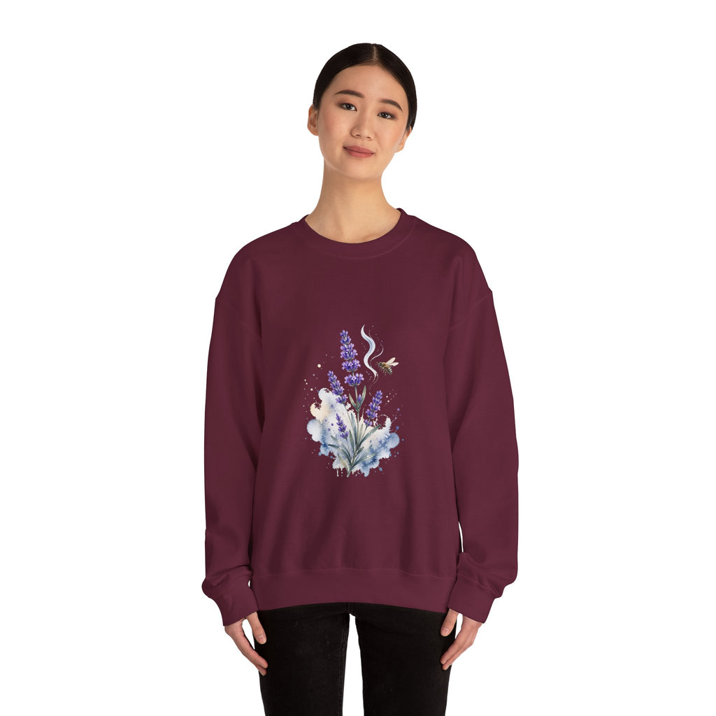 Matching Couple Sweatshirt - Lavender & Thistle Matching Couple Premium Fleece Sweatshirt Watercolor Art His Hers Birthday Gift - Design A