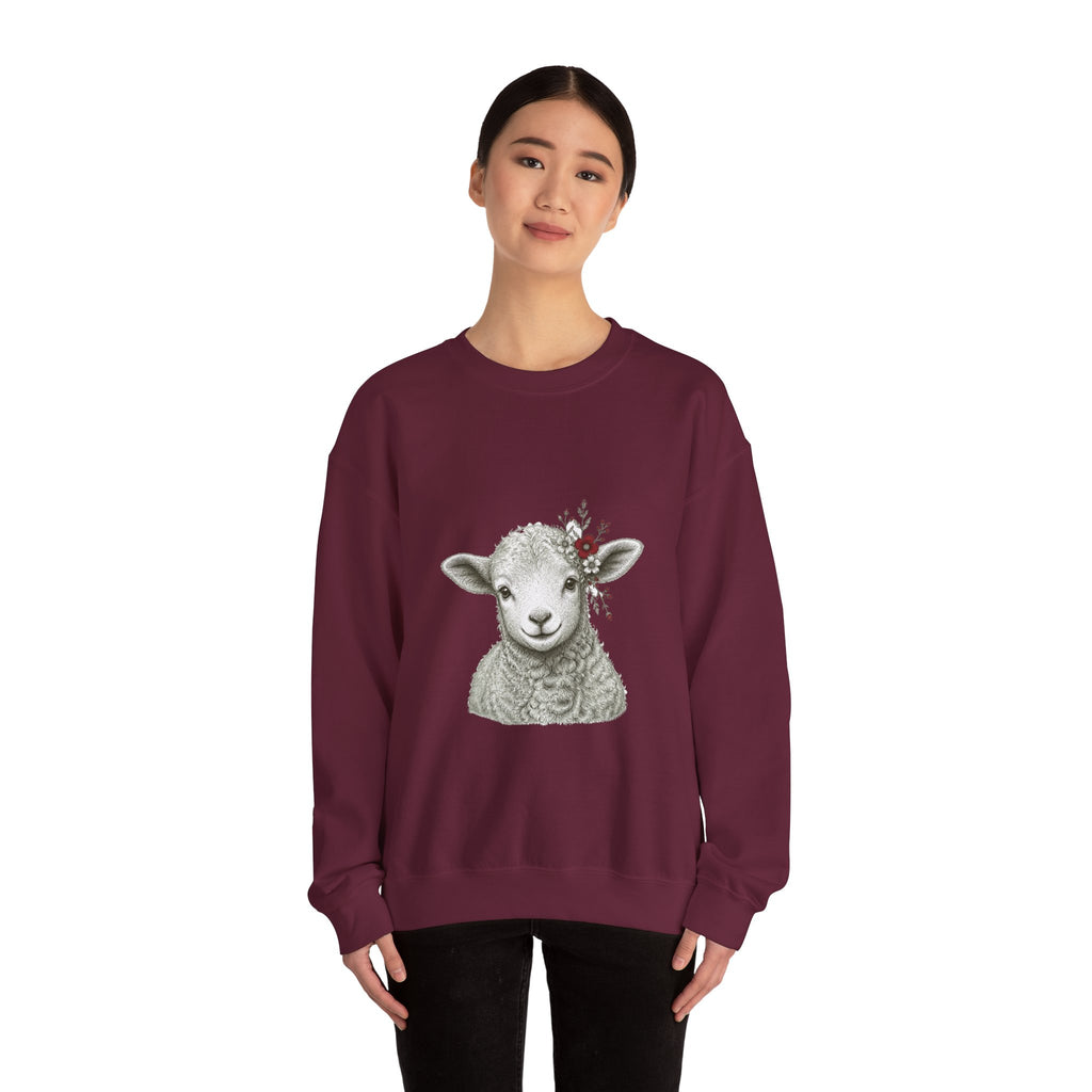 Matching Couple Sweatshirt - Lion & Lamb Matching Couple Crewneck Sweatshirt Hand-Drawn Art His Hers Best Friend Gift - Design B