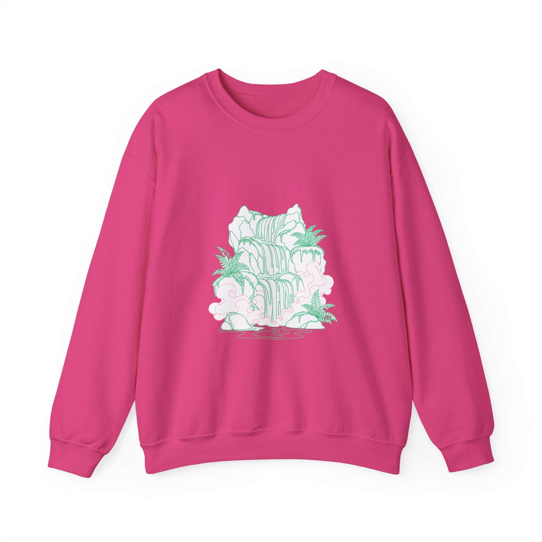 Matching Couple Sweatshirt - Wildfire & Waterfall Matching Couple Premium Fleece Sweatshirt Minimalist Art His Hers Christmas Gift - Design B