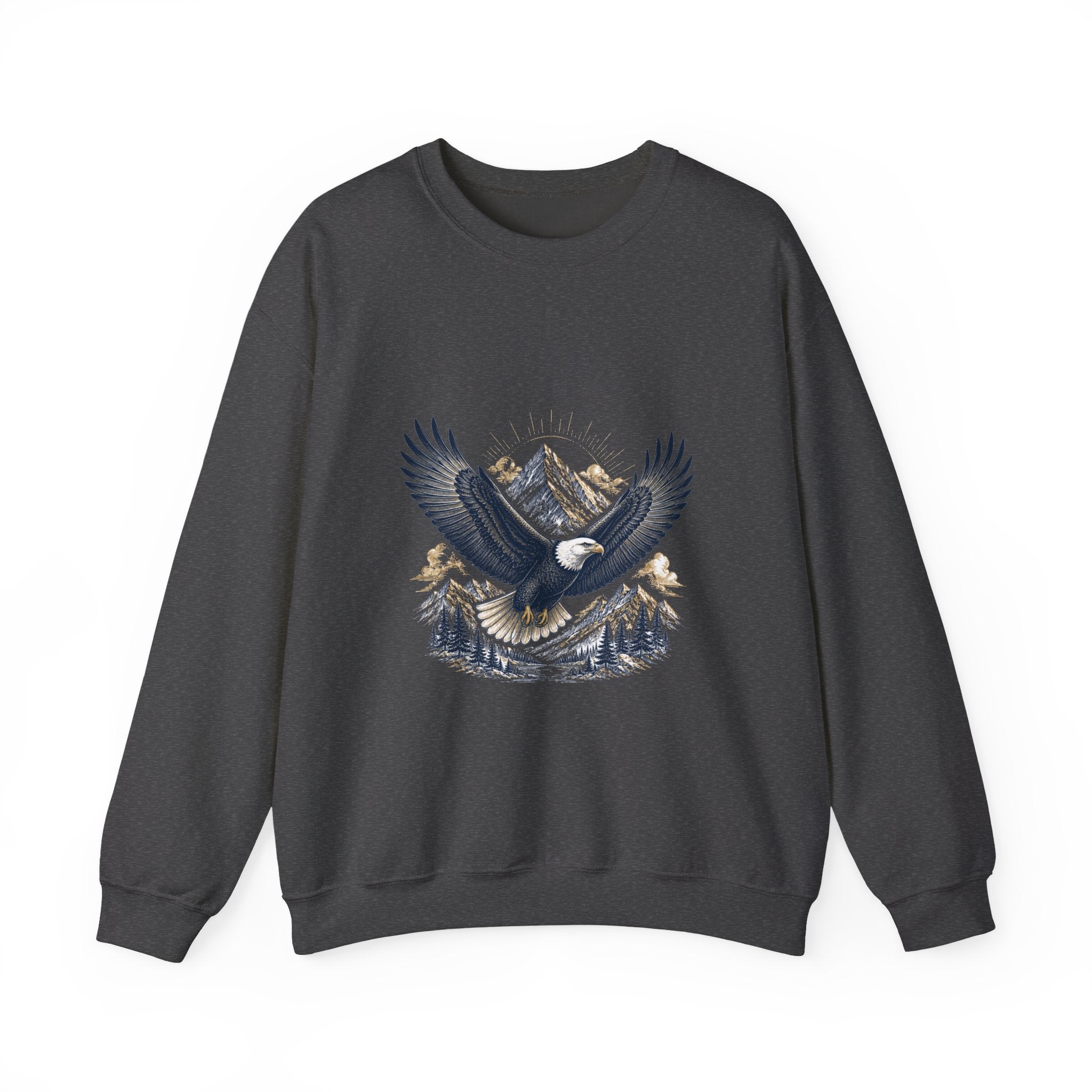 Matching Couple Sweatshirt - Eagle & Whale Matching Couple Crewneck Sweatshirt Vintage Art His Hers Wedding Gift - Design A