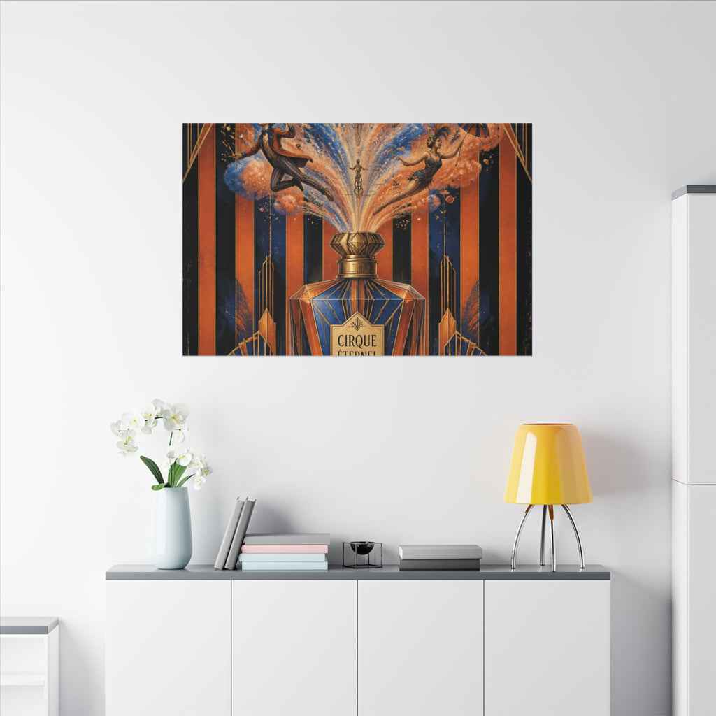 Perfume Bottle Fountain Wall Art Canvas 24×36 Art Deco Bar Area Decor Maximalist Print