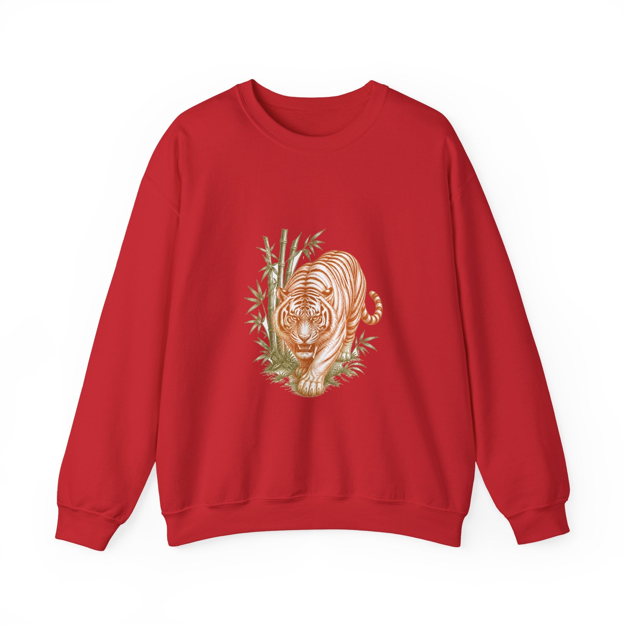 Matching Couple Sweatshirt - Tiger & Crane Matching Couple Premium Fleece Sweatshirt Vintage Art His Hers Honeymoon Gift - Design A