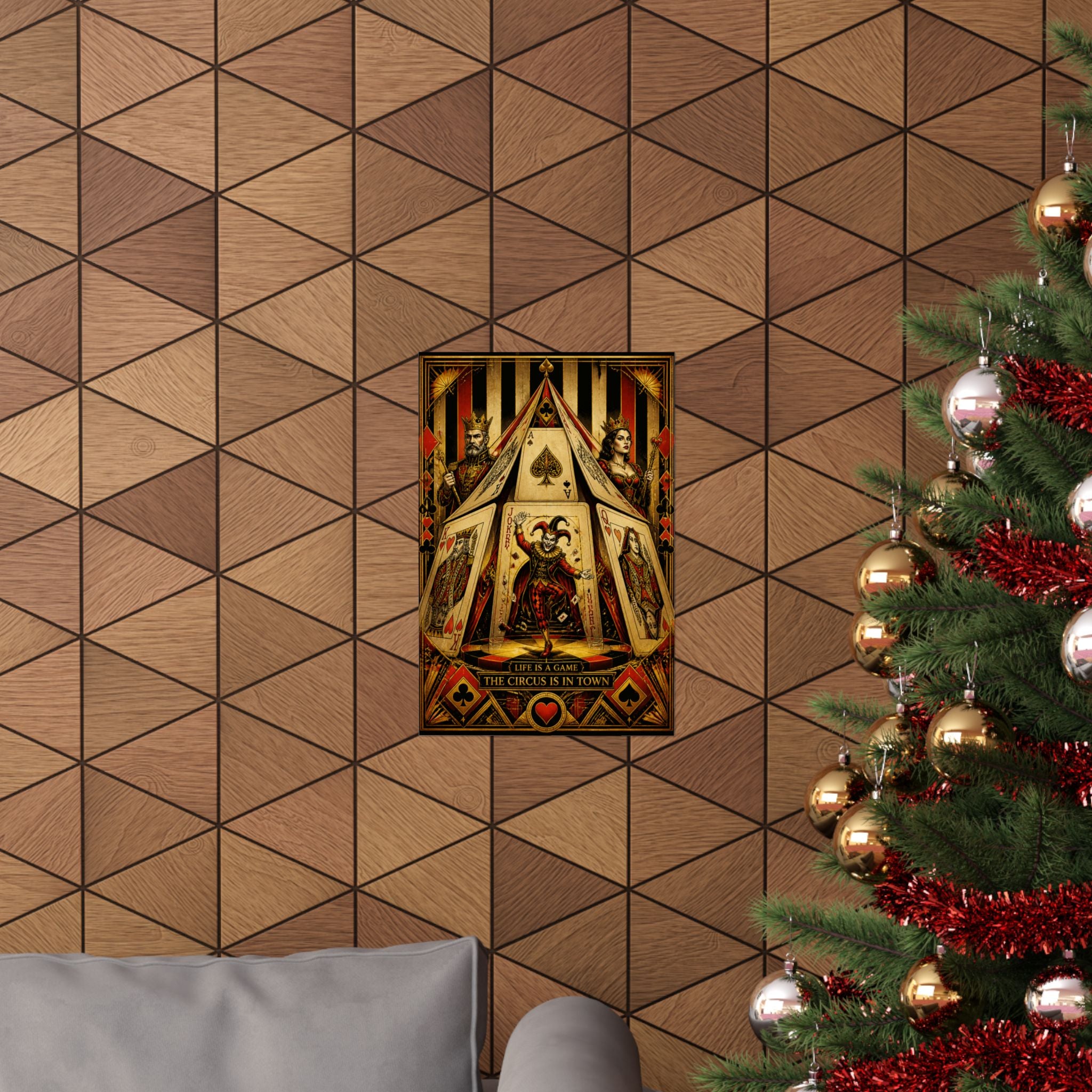Playing Cards Tent Wall Art Poster 24×36 Art Deco Bar Area Decor Maximalist Print