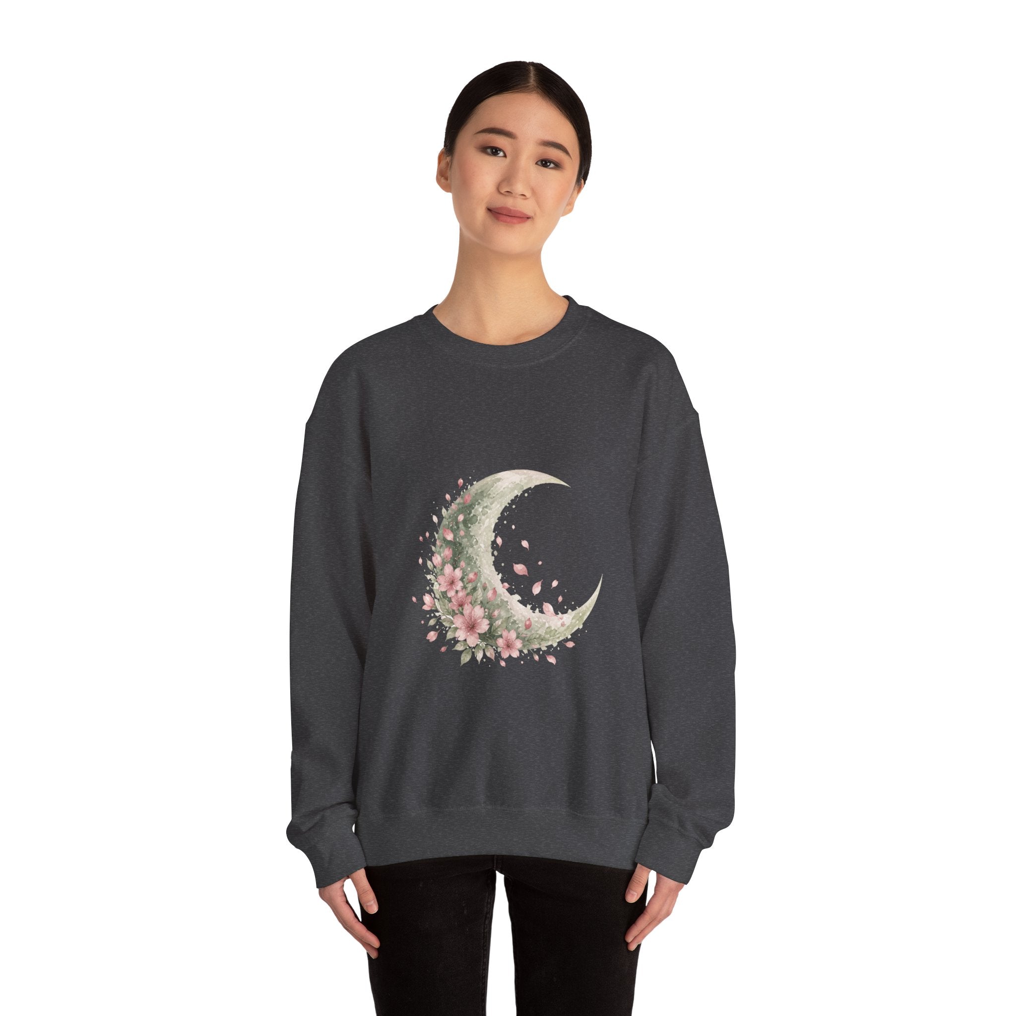Matching Couple Sweatshirt - Waxing & Waning Moon Matching Couple Crewneck Sweatshirt Watercolor Art His Hers Engagement Gift - Design B