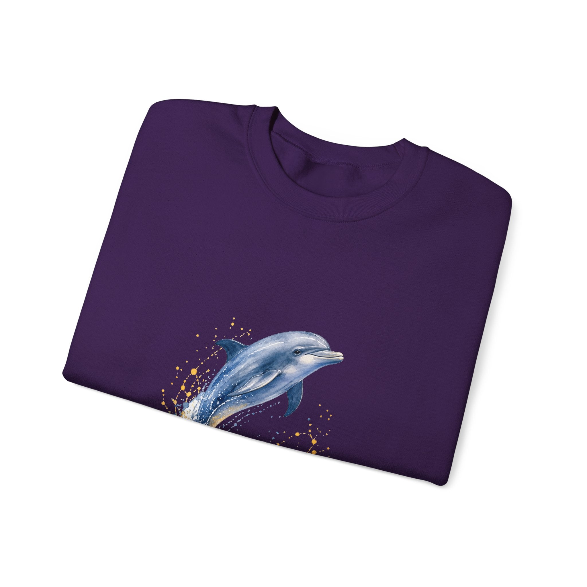 Matching Couple Sweatshirt - Shark & Dolphin Matching Couple Crewneck Sweatshirt Watercolor Art His Hers Engagement Gift - Design B