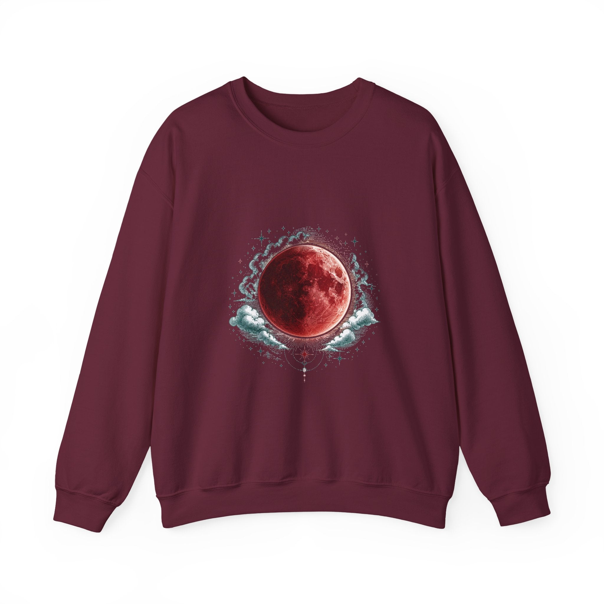 Matching Couple Sweatshirt - Solar & Lunar Eclipse Matching Couple Premium Fleece Sweatshirt Hand-Drawn Art His Hers Anniversary Gift - Design B