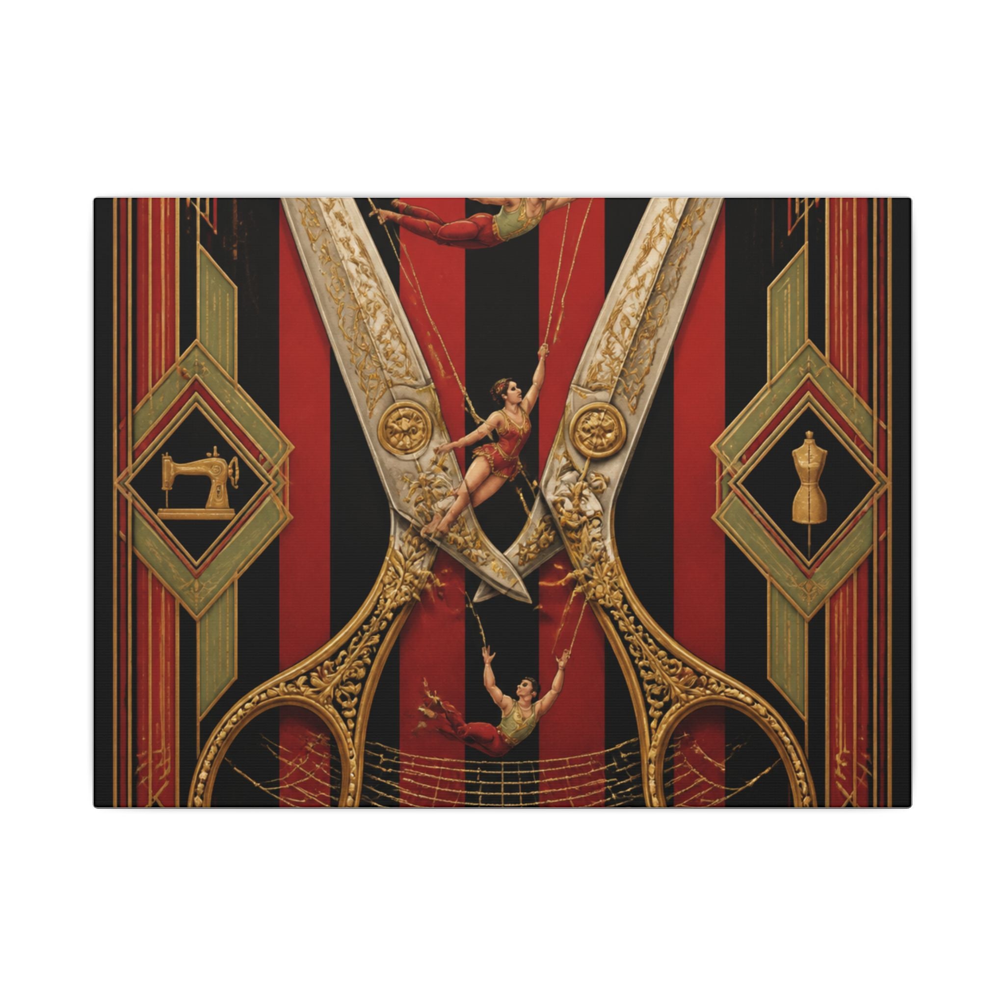 Giant Scissors Trapeze Wall Art Canvas 24×36 Art Deco Bar Area Decor Maximalist Print