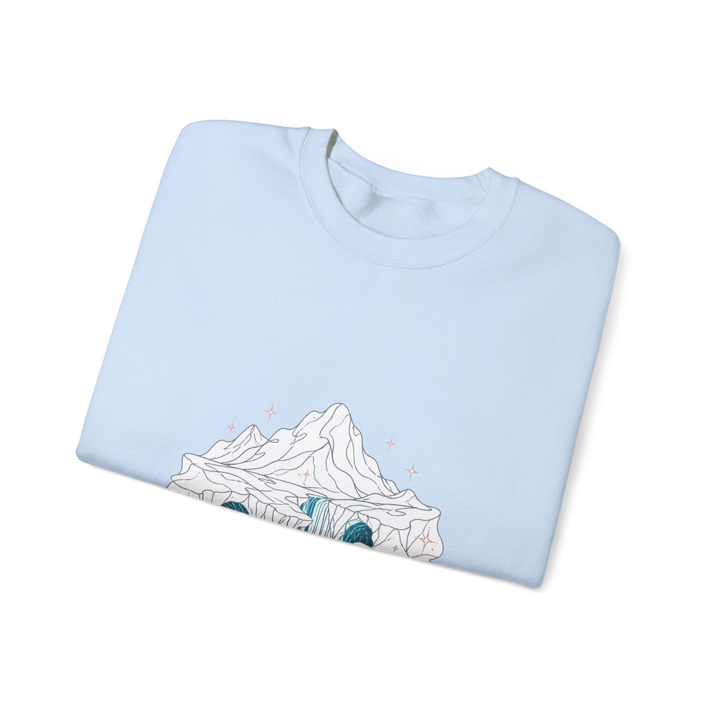 Matching Couple Sweatshirt - Volcano & Glacier Matching Couple Premium Fleece Sweatshirt Minimalist Art His Hers Christmas Gift - Design B