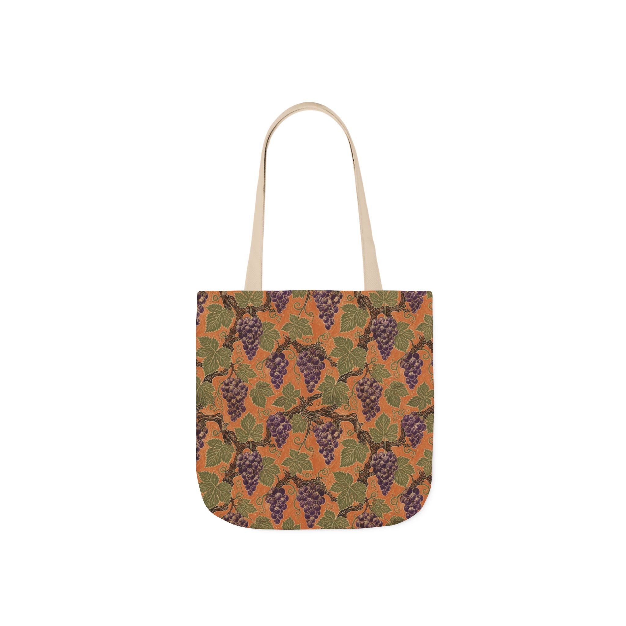 Grape Clusters Canvas Tote Bag Mediterranean Kitchen Linocut Design Italian Cottagecore Gift