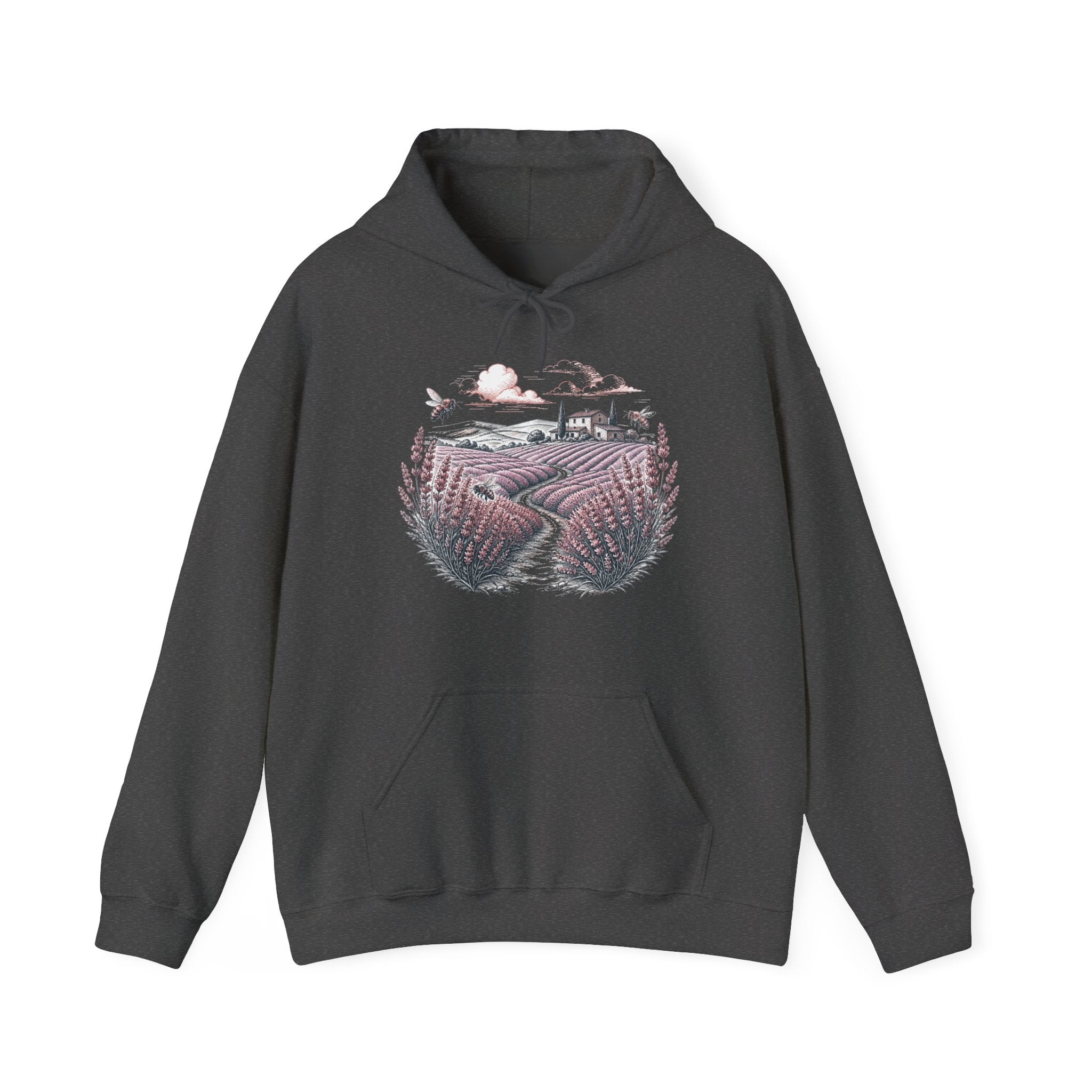 Matching Couple Sweatshirt - Lavender Fields & Canyon Matching Couple Hooded Sweatshirt Hand-Drawn Art His Hers Best Friend Gift - Design A