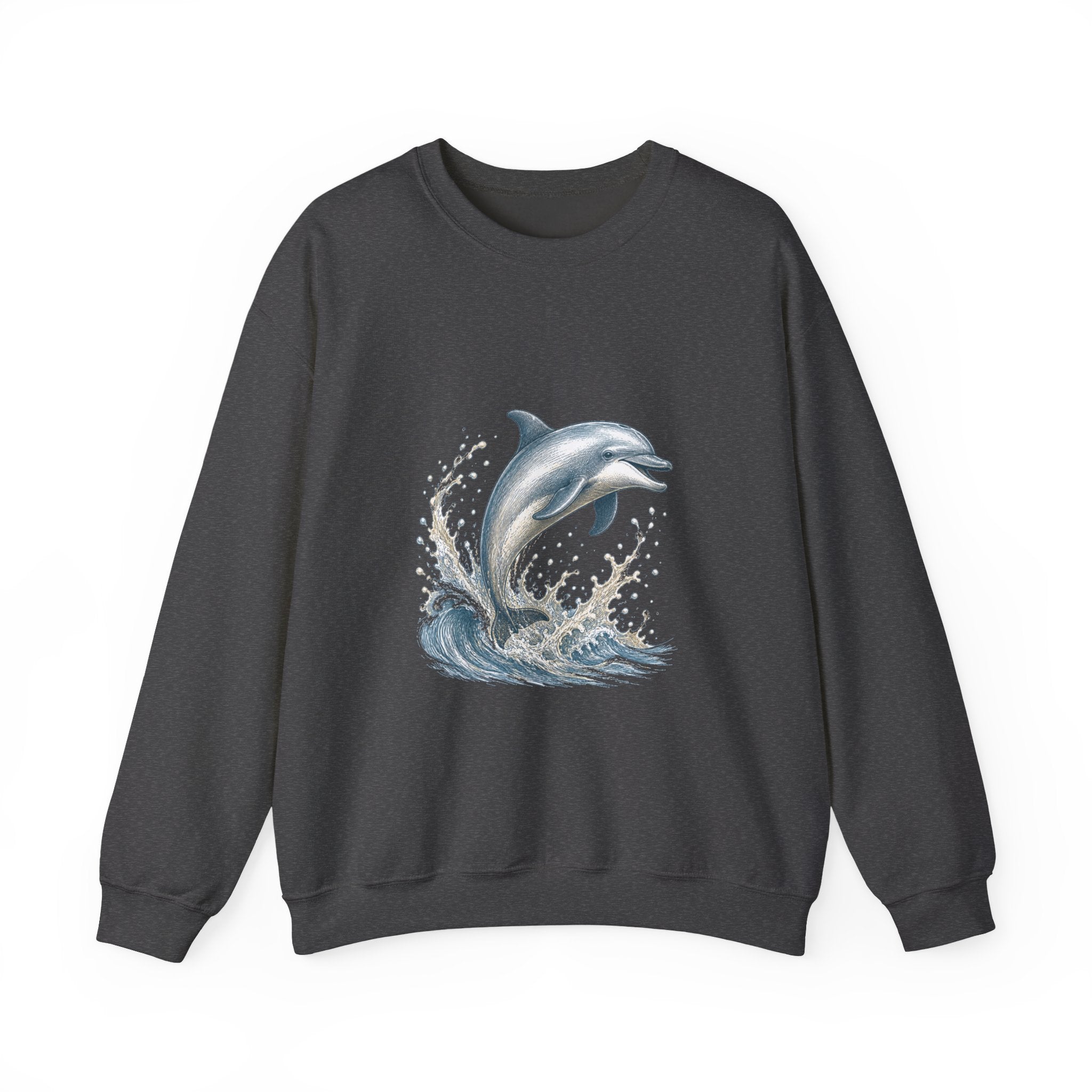 Matching Couple Sweatshirt - Shark & Dolphin Matching Couple Premium Fleece Sweatshirt Hand-Drawn Art His Hers Anniversary Gift - Design B