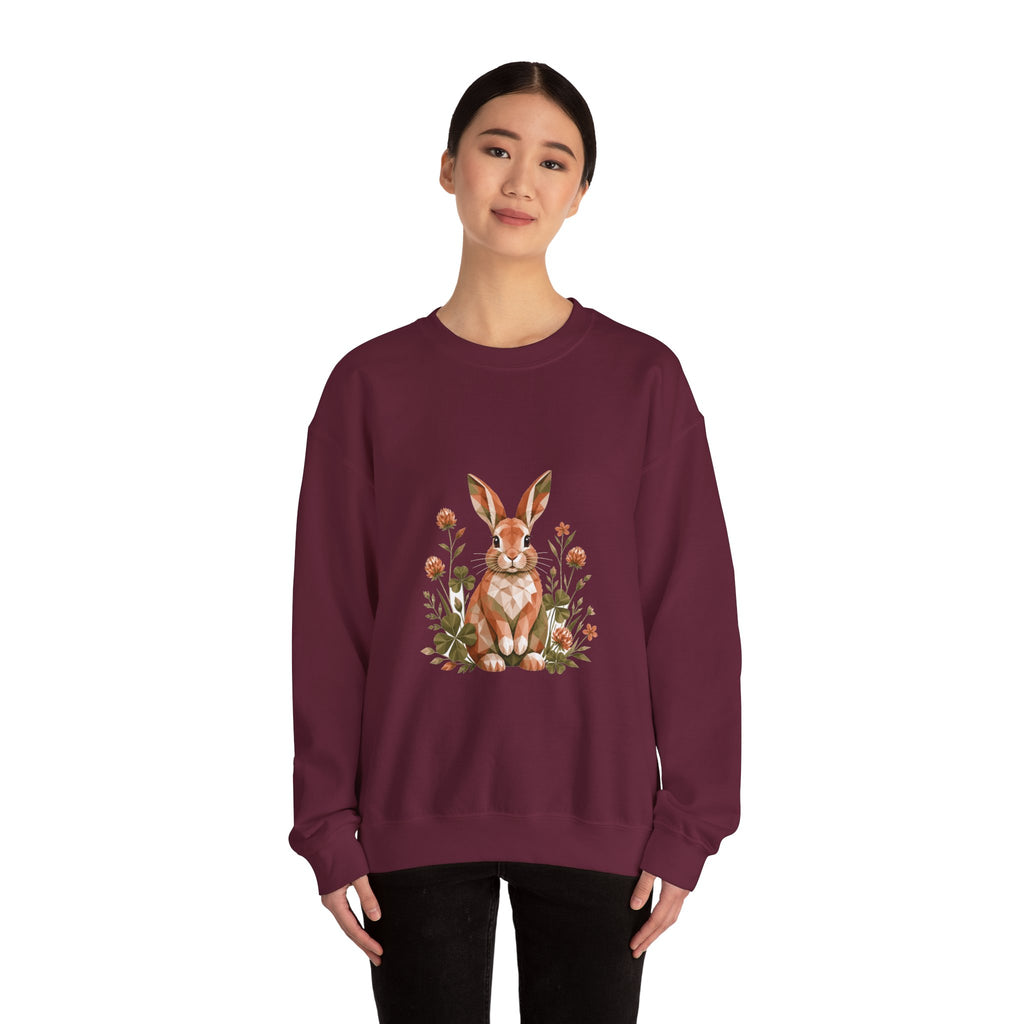Matching Couple Sweatshirt - Fox & Rabbit Matching Couple Comfort Colors Crew Geometric Art His Hers Love Gift - Design B