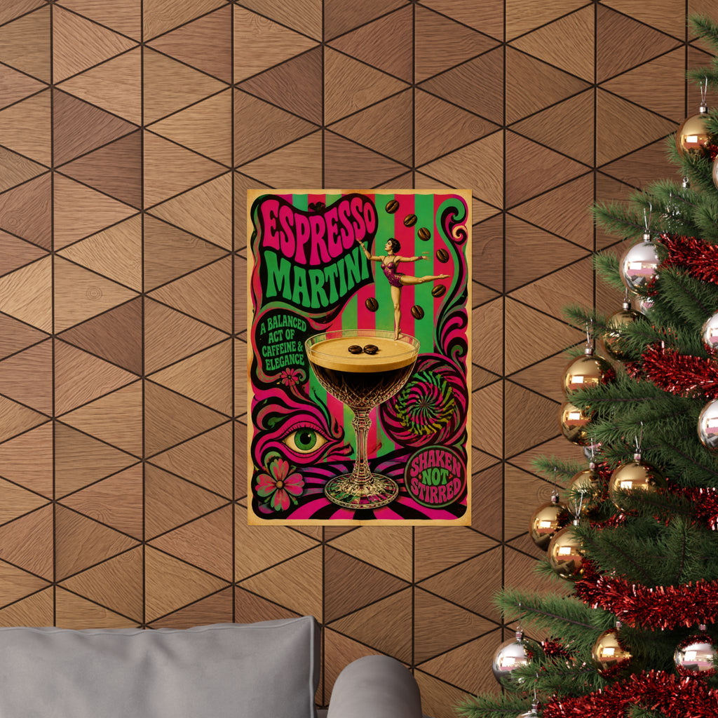 Espresso Martini Acrobat Wall Art Poster 18×24 Psychedelic Cafe Decor Maximalist Print