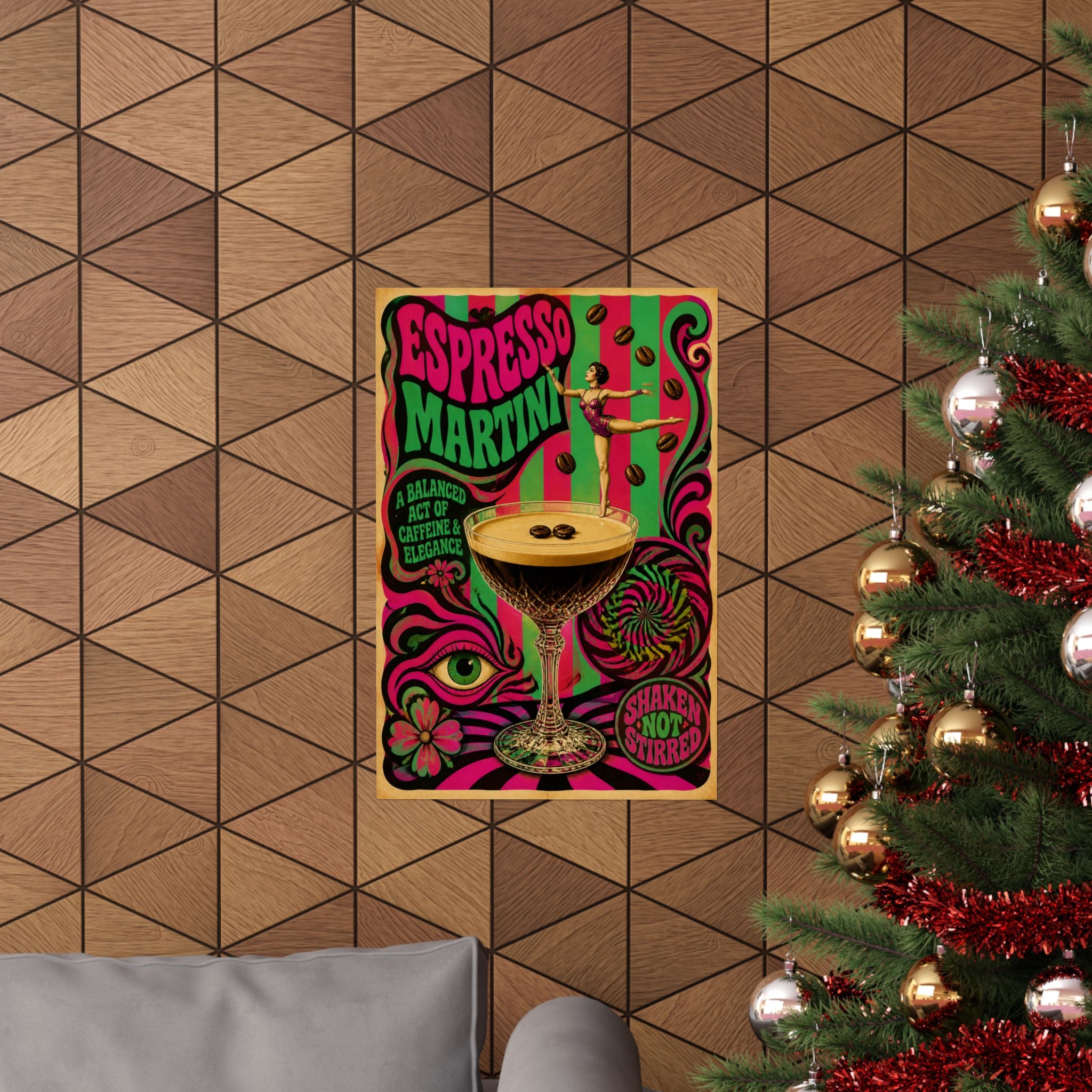 Espresso Martini Acrobat Wall Art Poster 18×24 Psychedelic Cafe Decor Maximalist Print