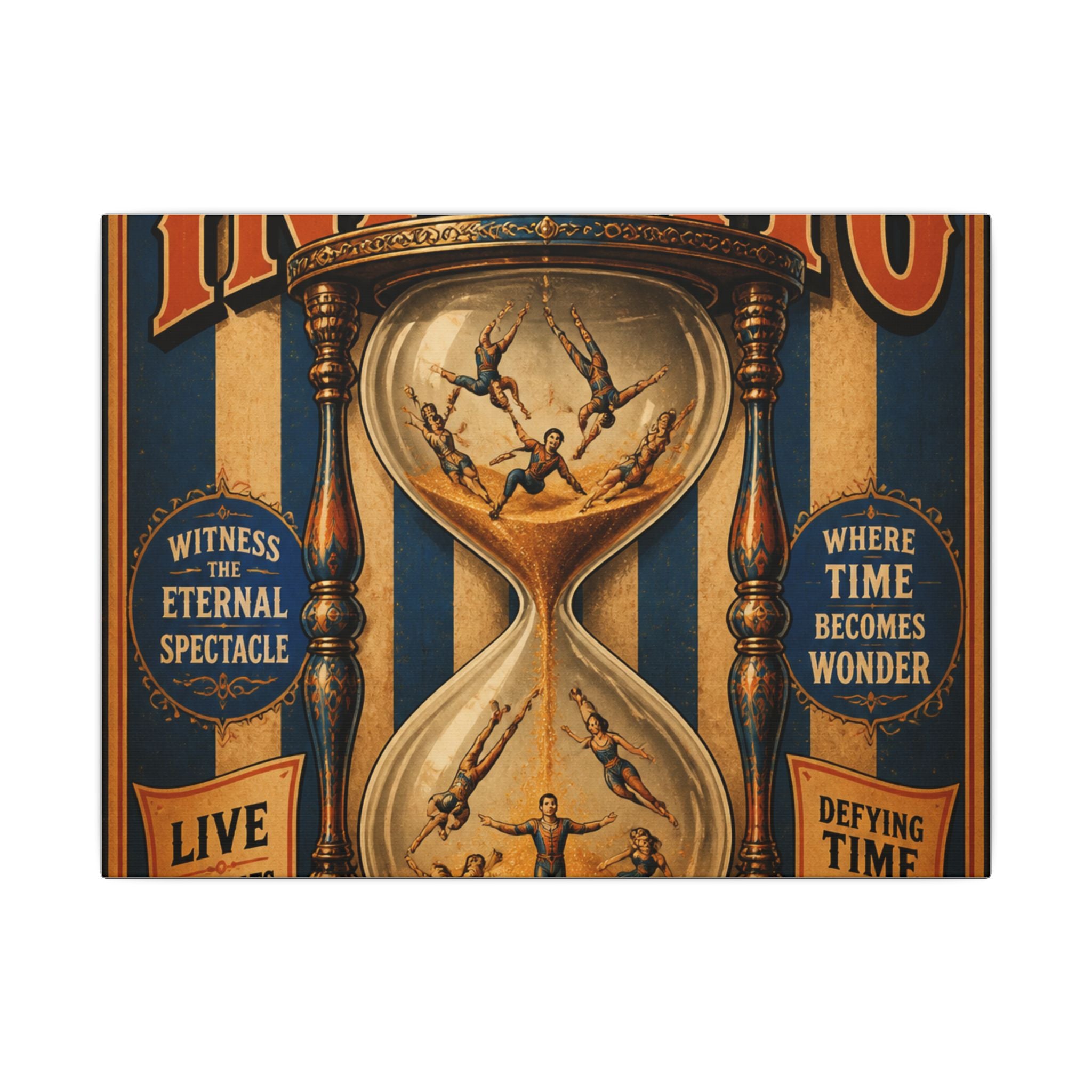 Hourglass Acrobats Wall Art Canvas 16×20 Vintage Circus Kitchen Decor Maximalist Print
