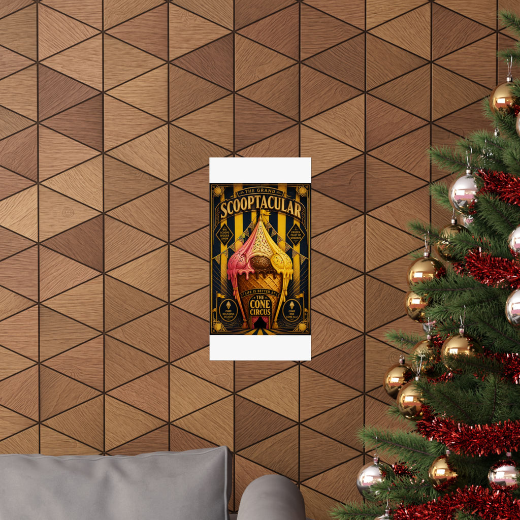 Ice Cream Cone Circus Tent Wall Art Poster 18×24 Art Deco Entryway Decor Maximalist Print