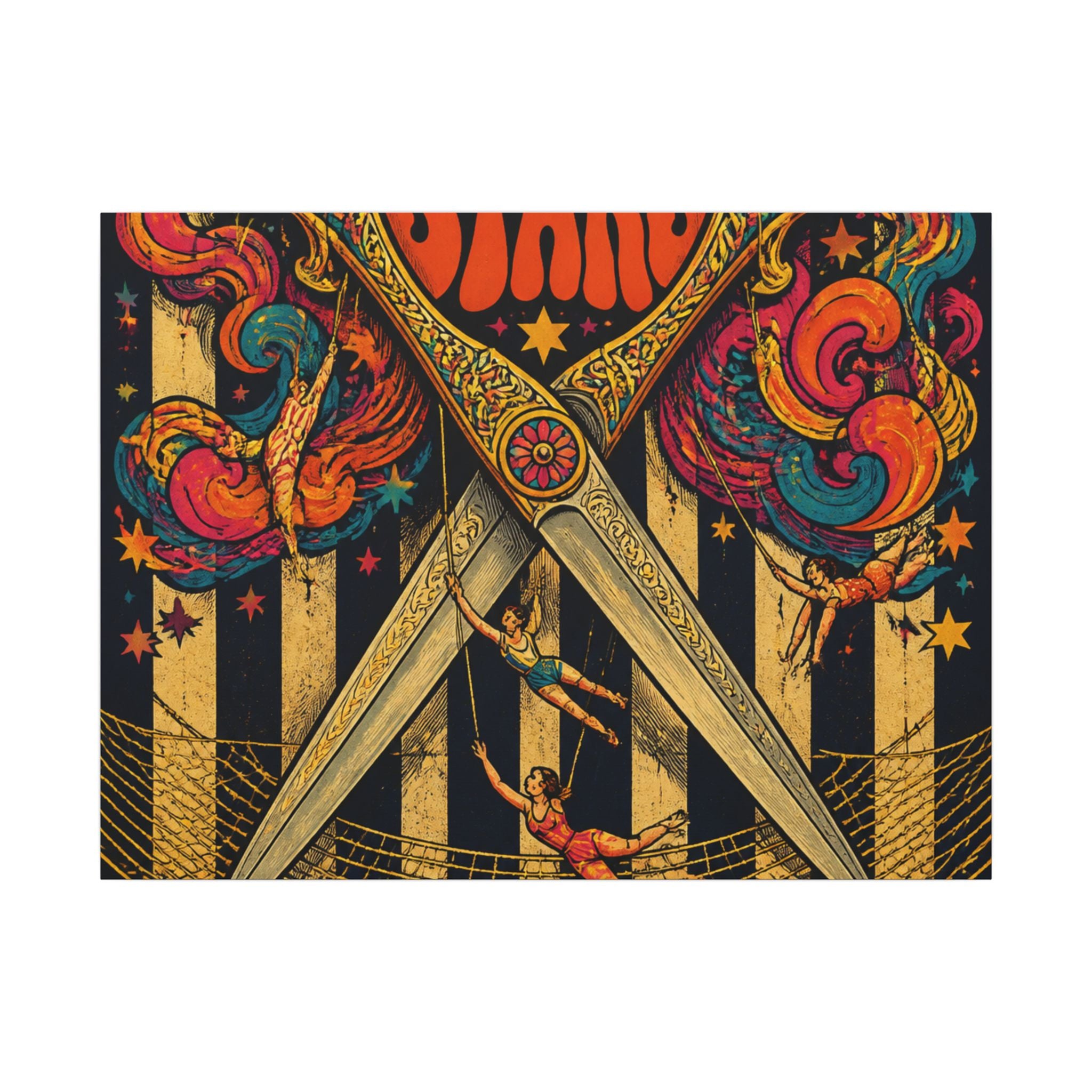 Giant Scissors Trapeze Wall Art Canvas 16×20 Psychedelic Cafe Decor Maximalist Print
