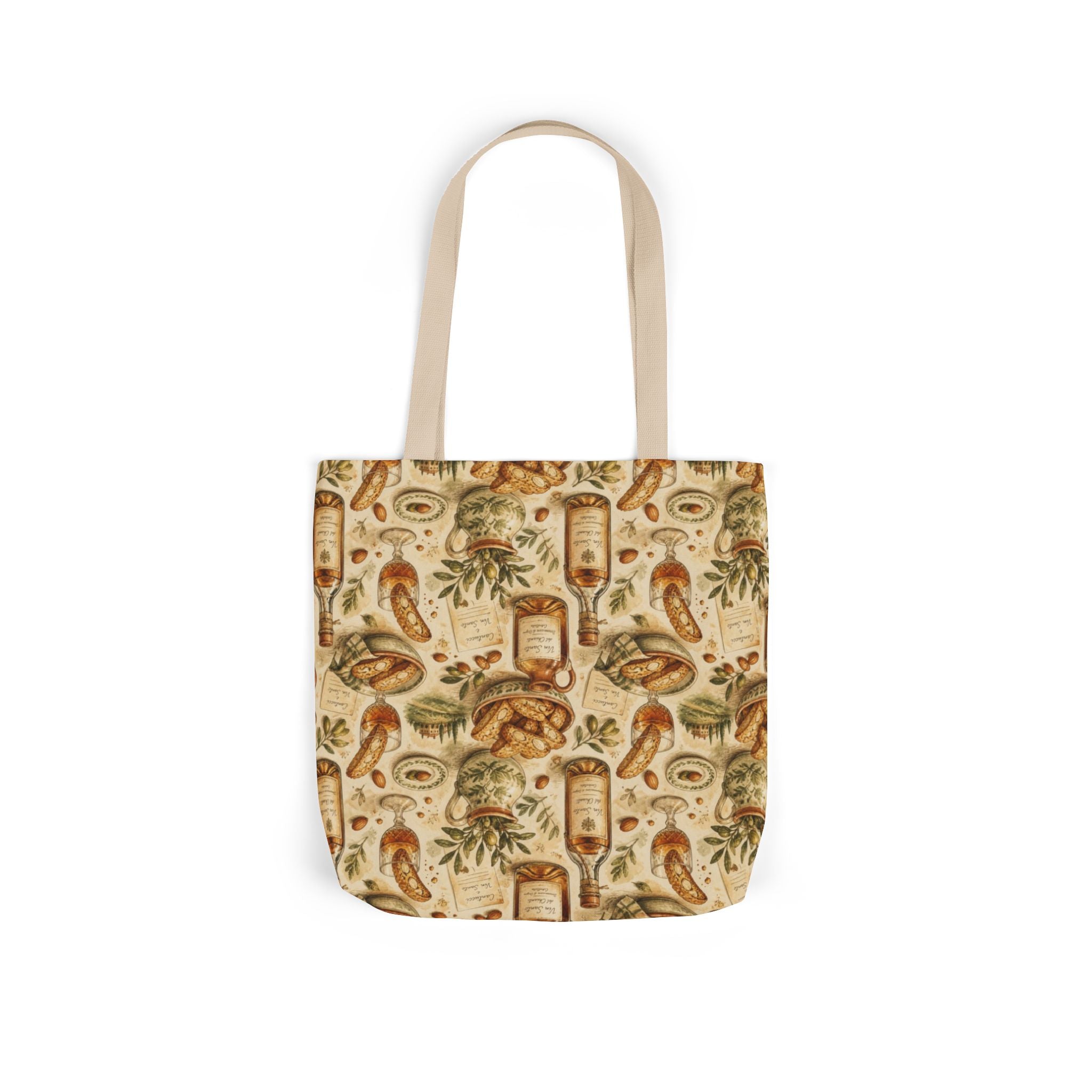 Biscotti & Vin Santo Canvas Tote Bag Mediterranean Kitchen Watercolor Design Italian Cottagecore Gift