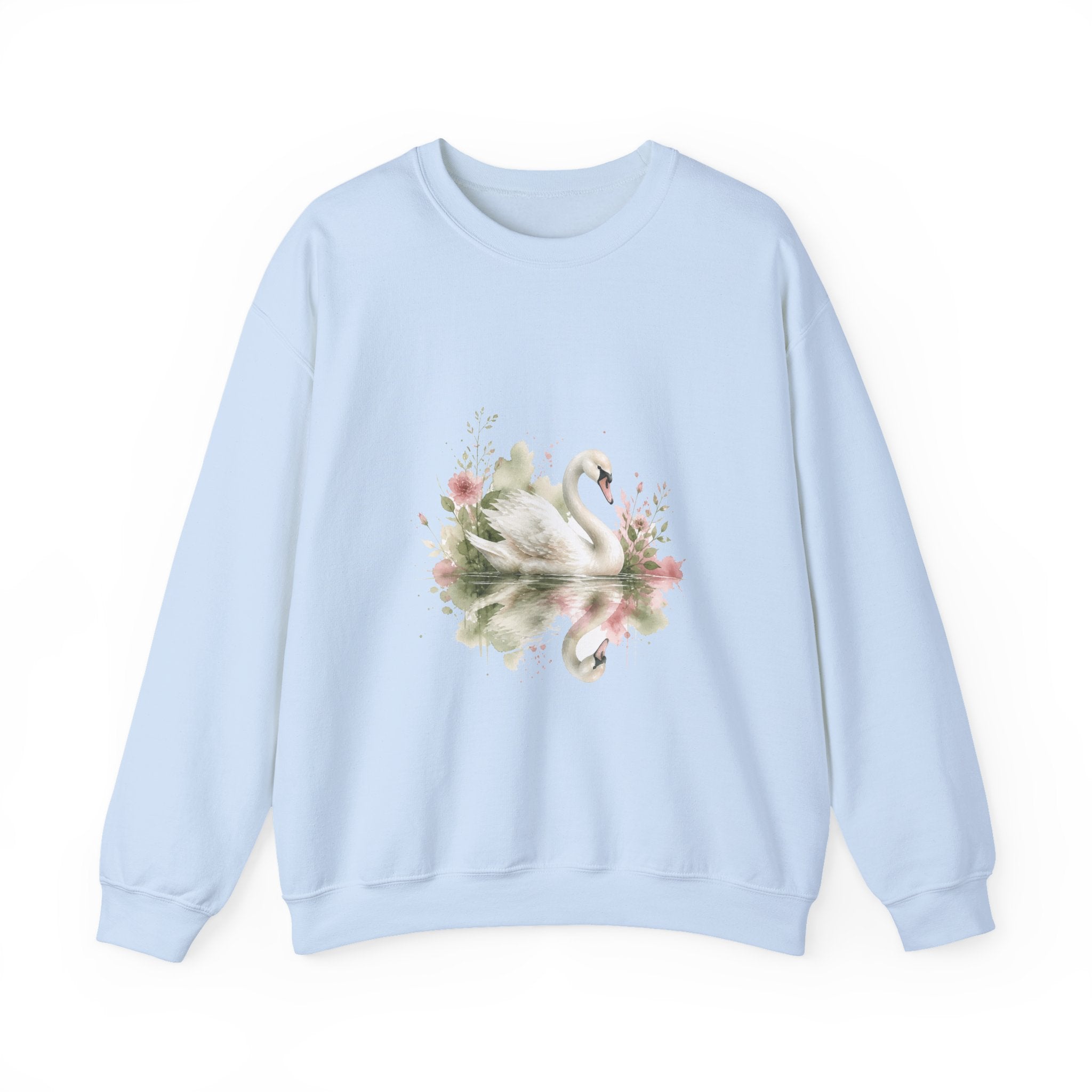 Matching Couple Sweatshirt - Raven & Swan Matching Couple Crewneck Sweatshirt Watercolor Art His Hers Engagement Gift - Design B