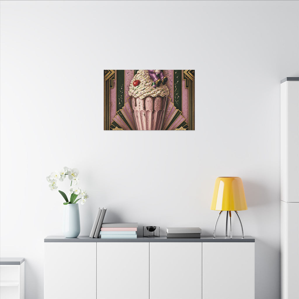Milkshake Slide Clown Wall Art Canvas 16×20 Art Deco Entryway Decor Maximalist Print