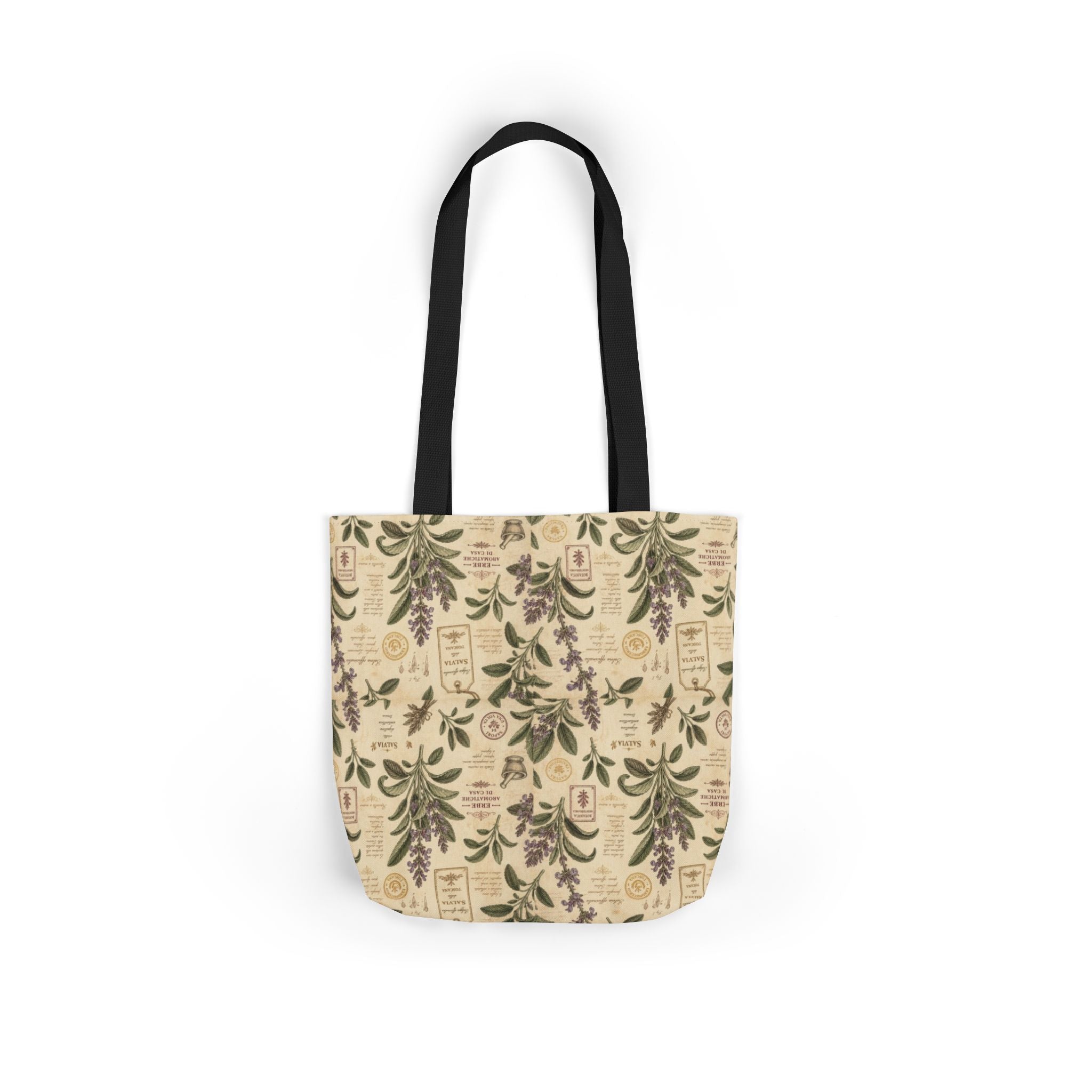 Sage Leaves Canvas Tote Bag Mediterranean Kitchen Botanical Design Italian Cottagecore Gift