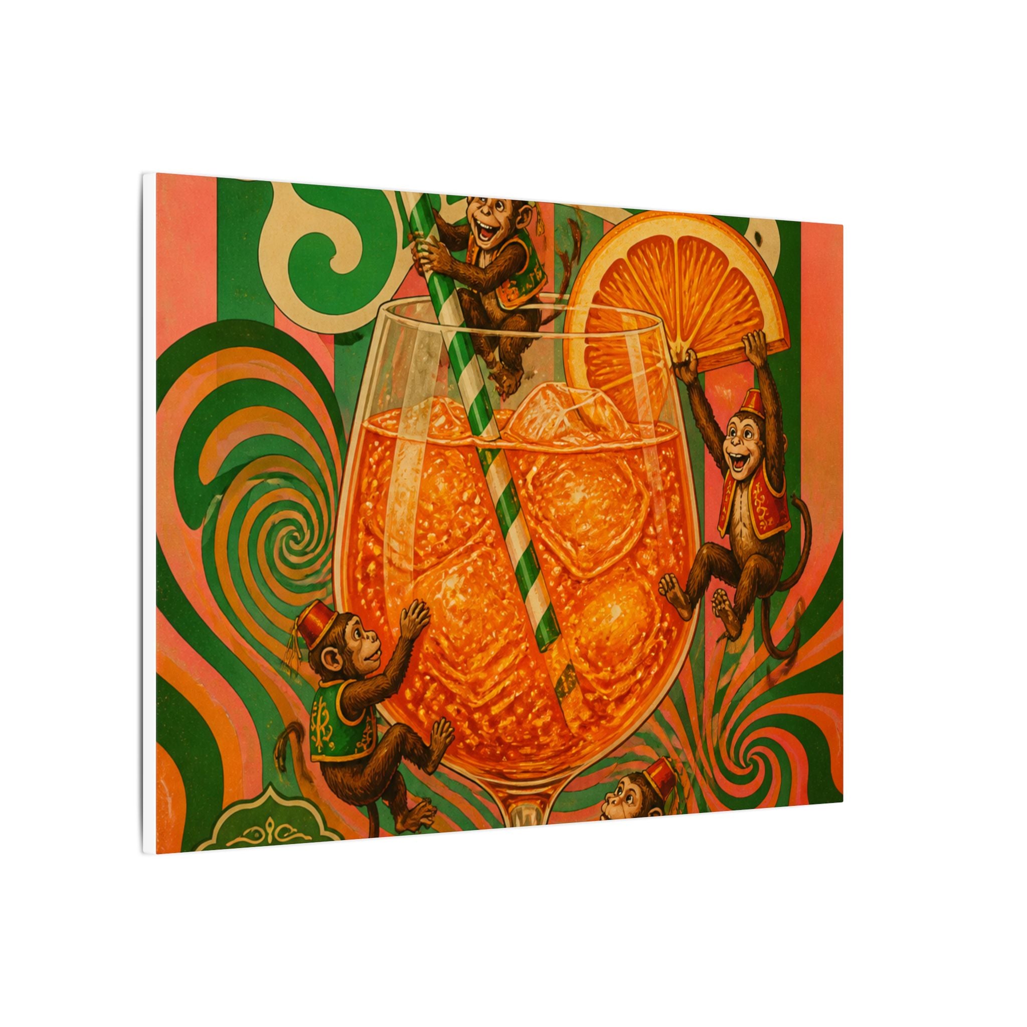 Aperol Spritz Monkeys Wall Art Canvas 16×20 Psychedelic Cafe Decor Maximalist Print