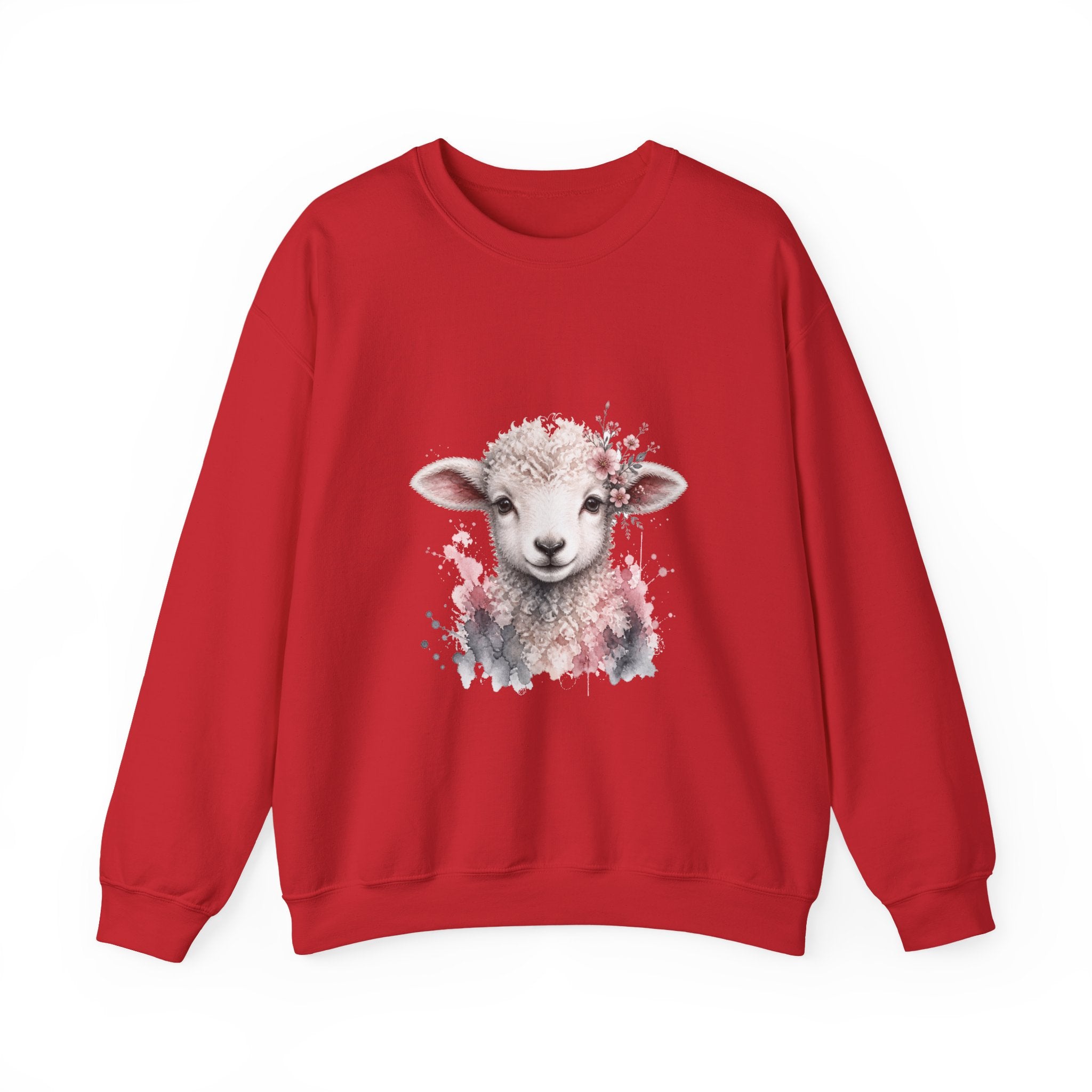 Matching Couple Sweatshirt - Lion & Lamb Matching Couple Crewneck Sweatshirt Watercolor Art His Hers Engagement Gift - Design B