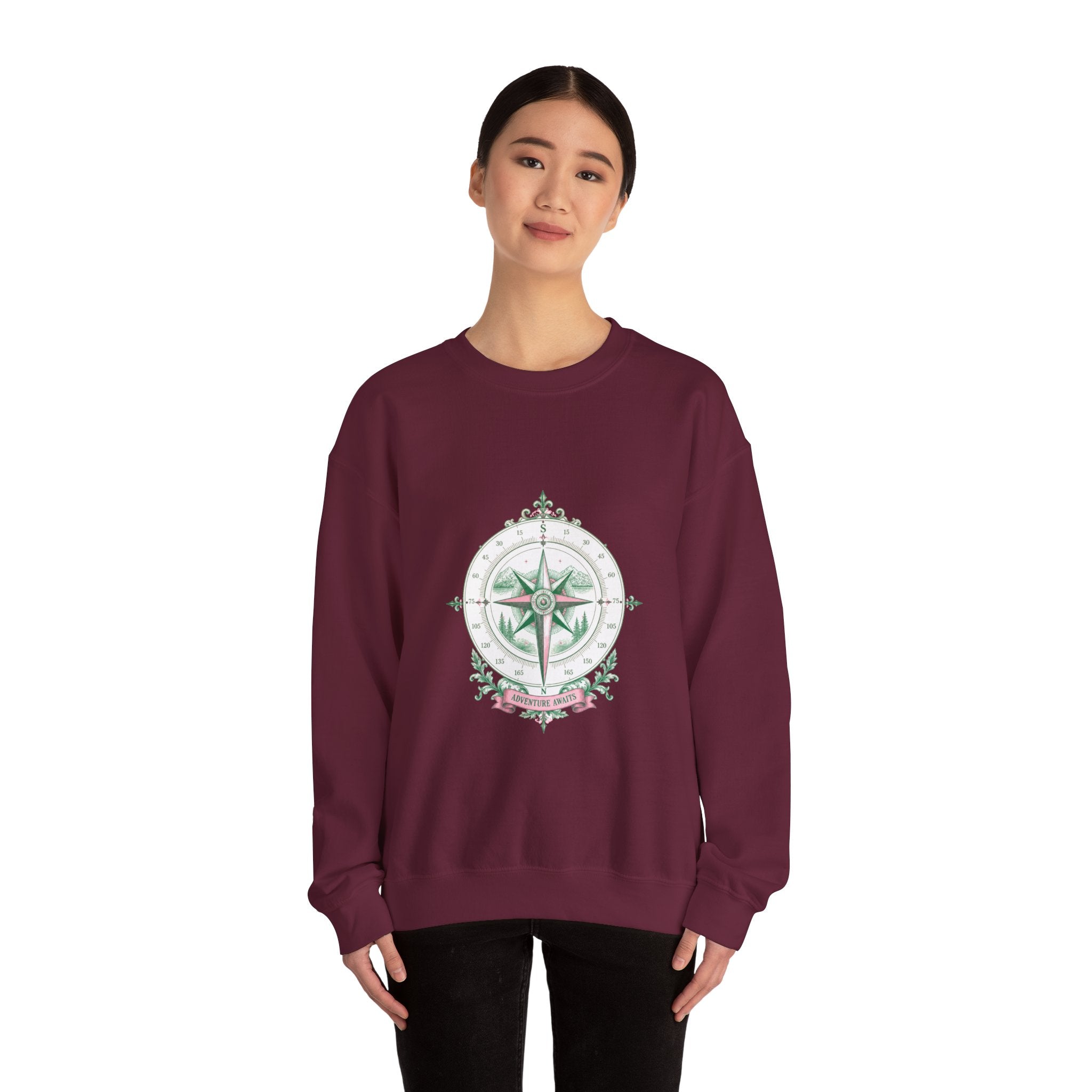 Matching Couple Sweatshirt - Compass North & South Matching Couple Premium Fleece Sweatshirt Vintage Art His Hers Honeymoon Gift - Design B