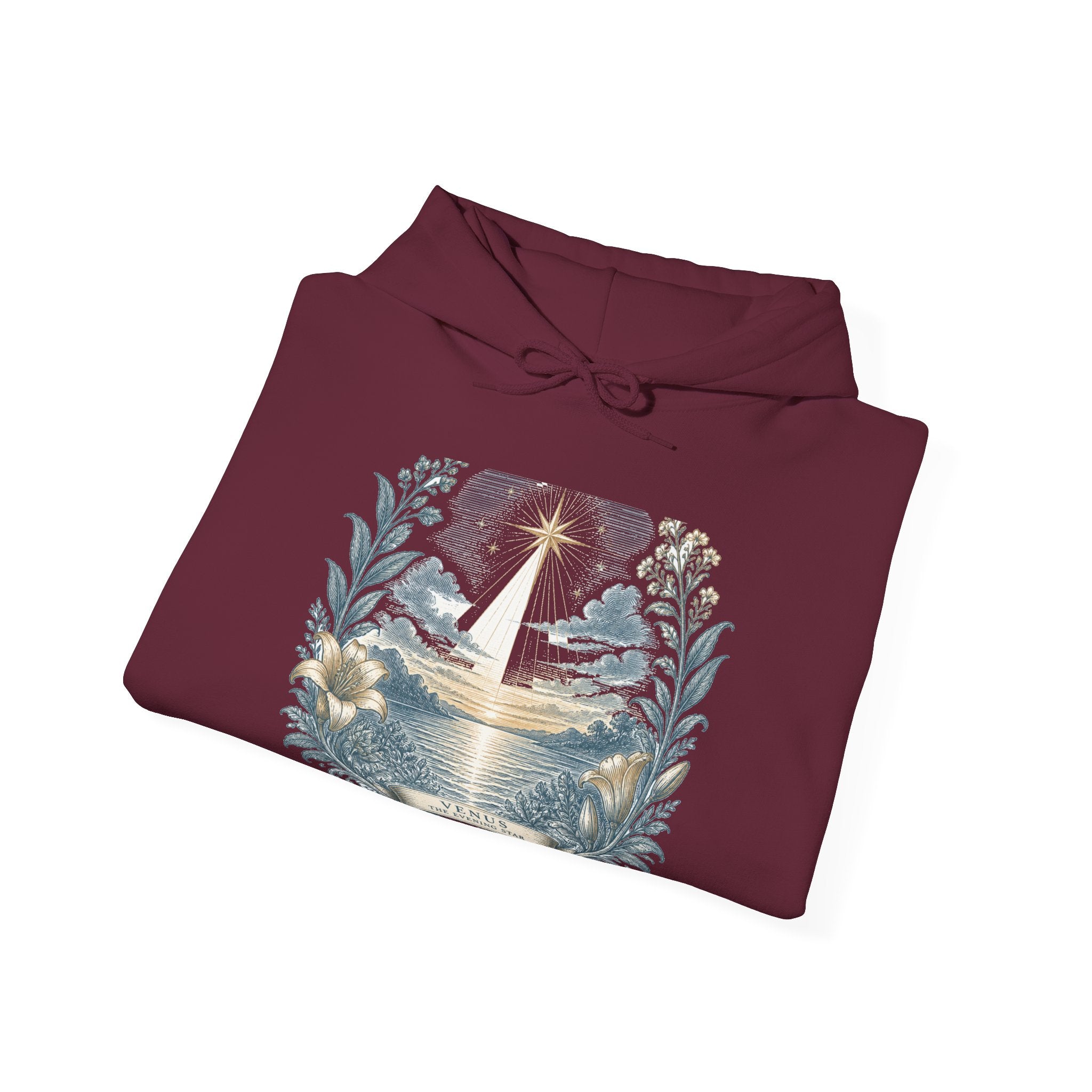 Matching Couple Sweatshirt - Evening & Morning Star Matching Couple Hooded Sweatshirt Vintage Art His Hers Wedding Gift - Design A