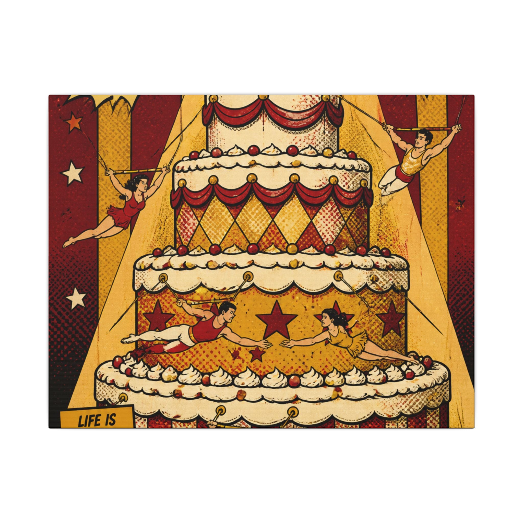 Birthday Cake Trapeze Wall Art Canvas 16×20 Pop Art Living Room Decor Maximalist Print