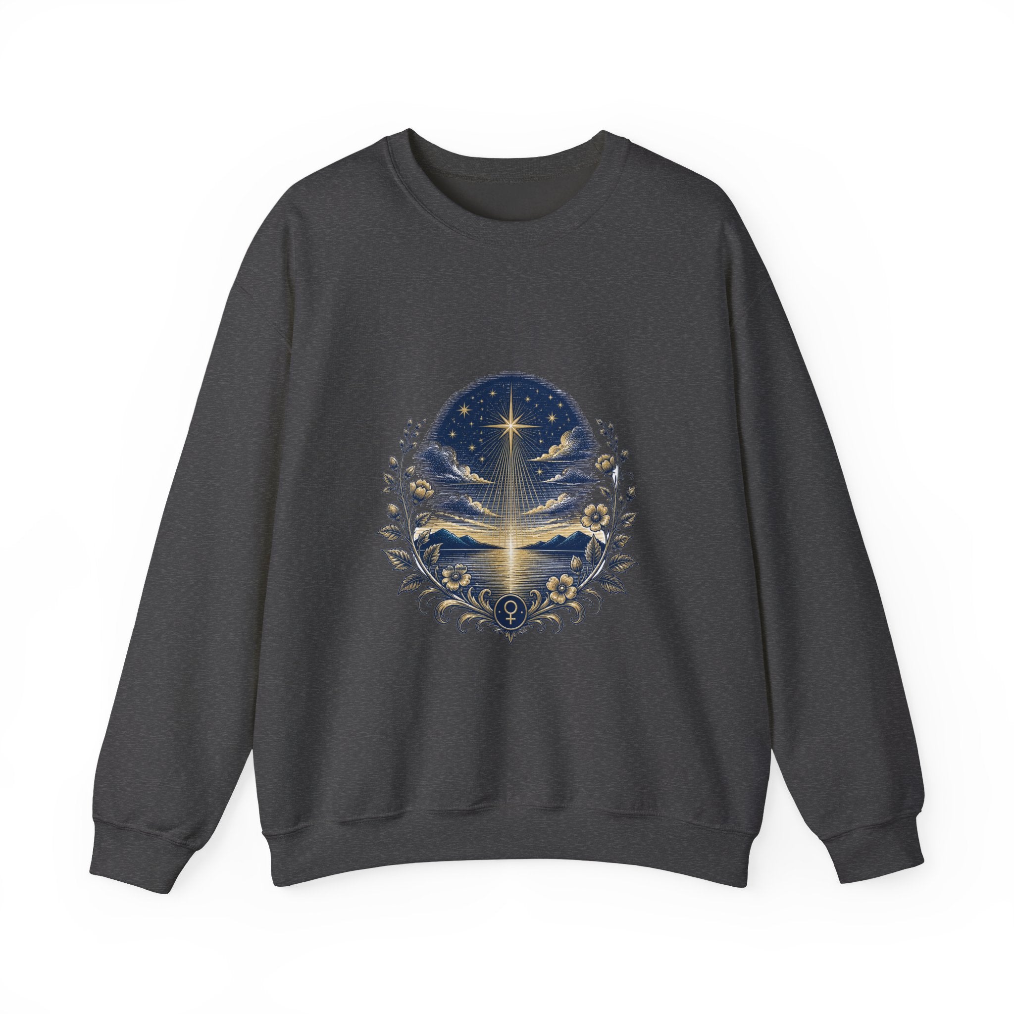 Matching Couple Sweatshirt - Evening & Morning Star Matching Couple Crewneck Sweatshirt Vintage Art His Hers Wedding Gift - Design A