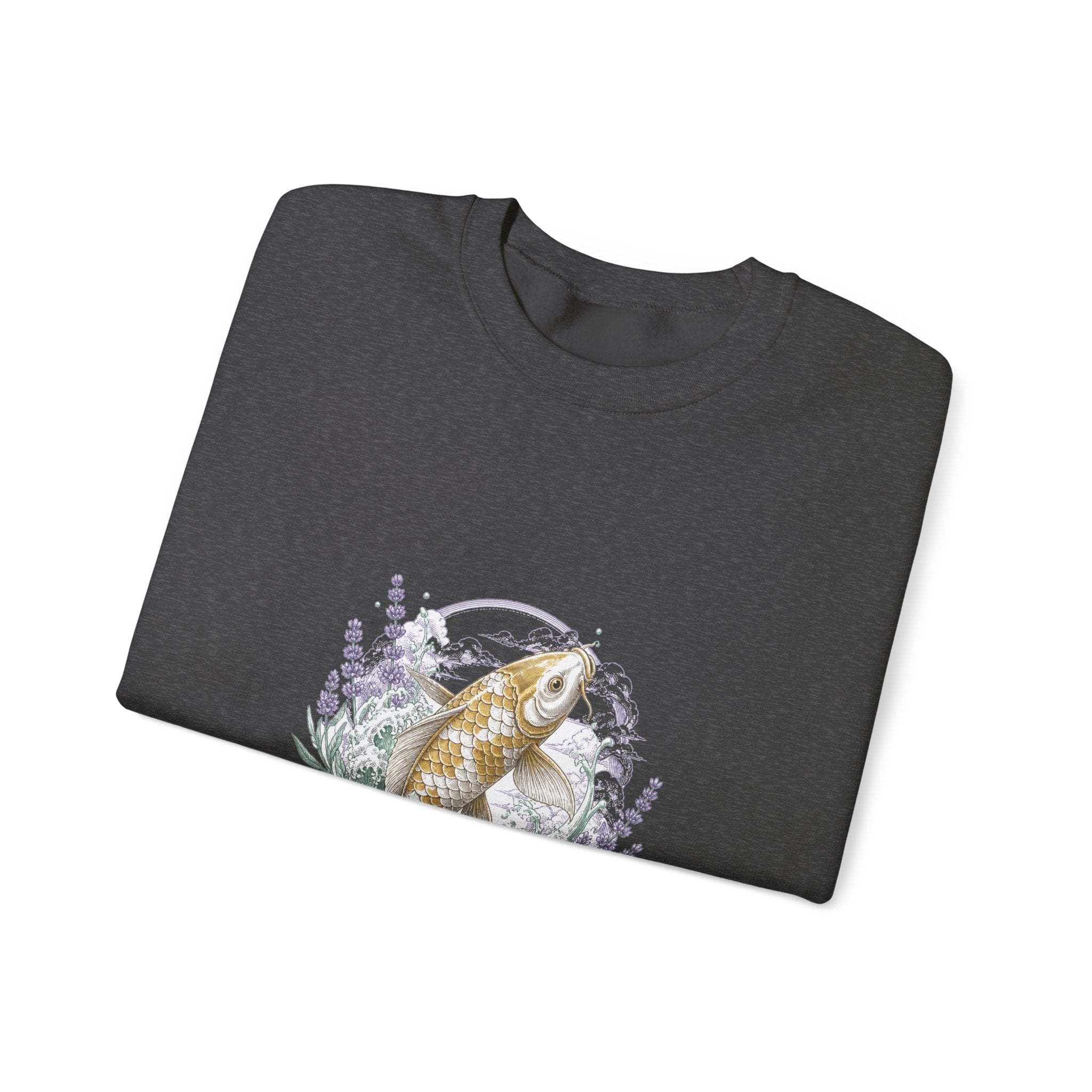Matching Couple Sweatshirt - Koi Fish Yin Yang Matching Couple Crewneck Sweatshirt Vintage Art His Hers Wedding Gift - Design A