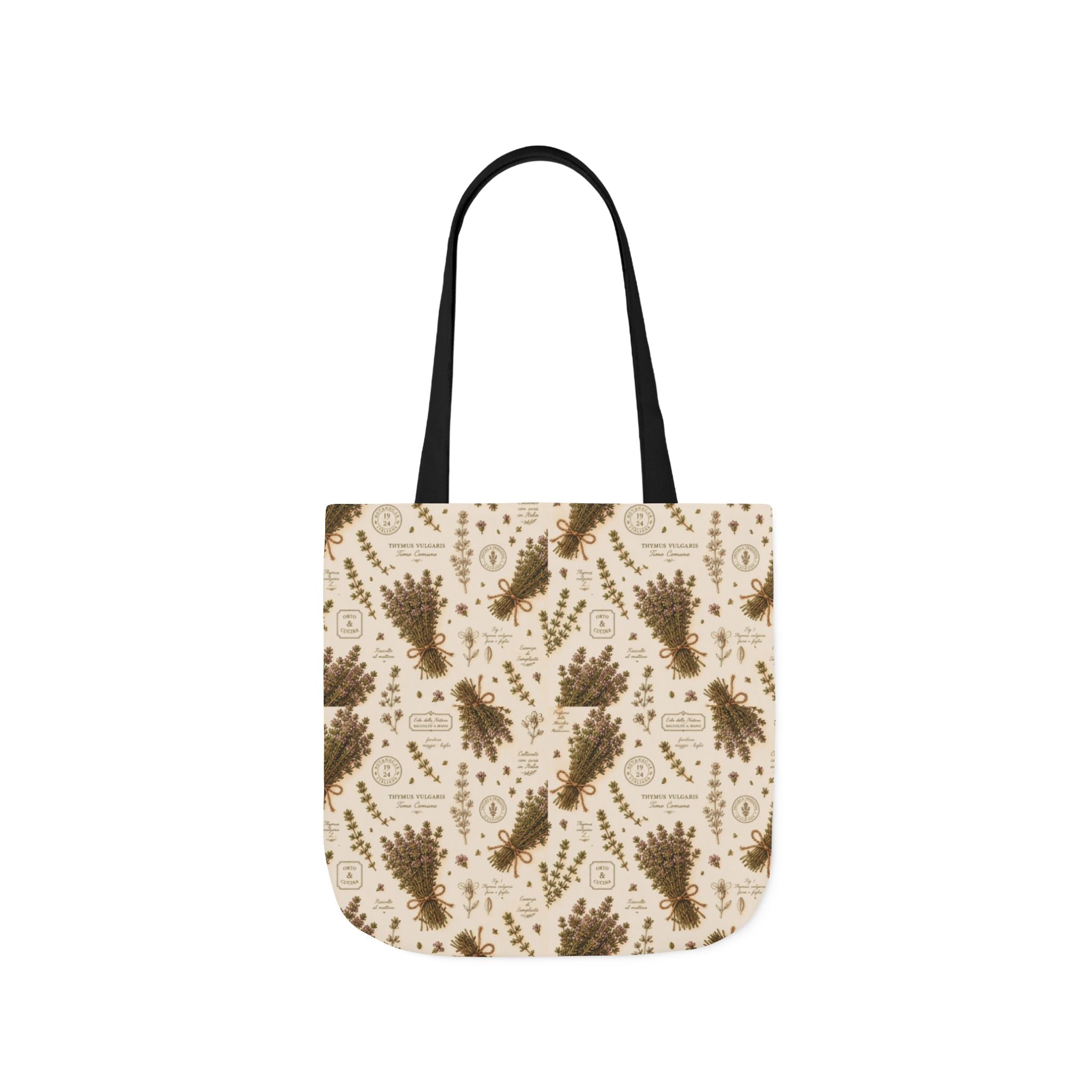 Thyme Bundles Canvas Tote Bag Mediterranean Kitchen Botanical Design Italian Cottagecore Gift
