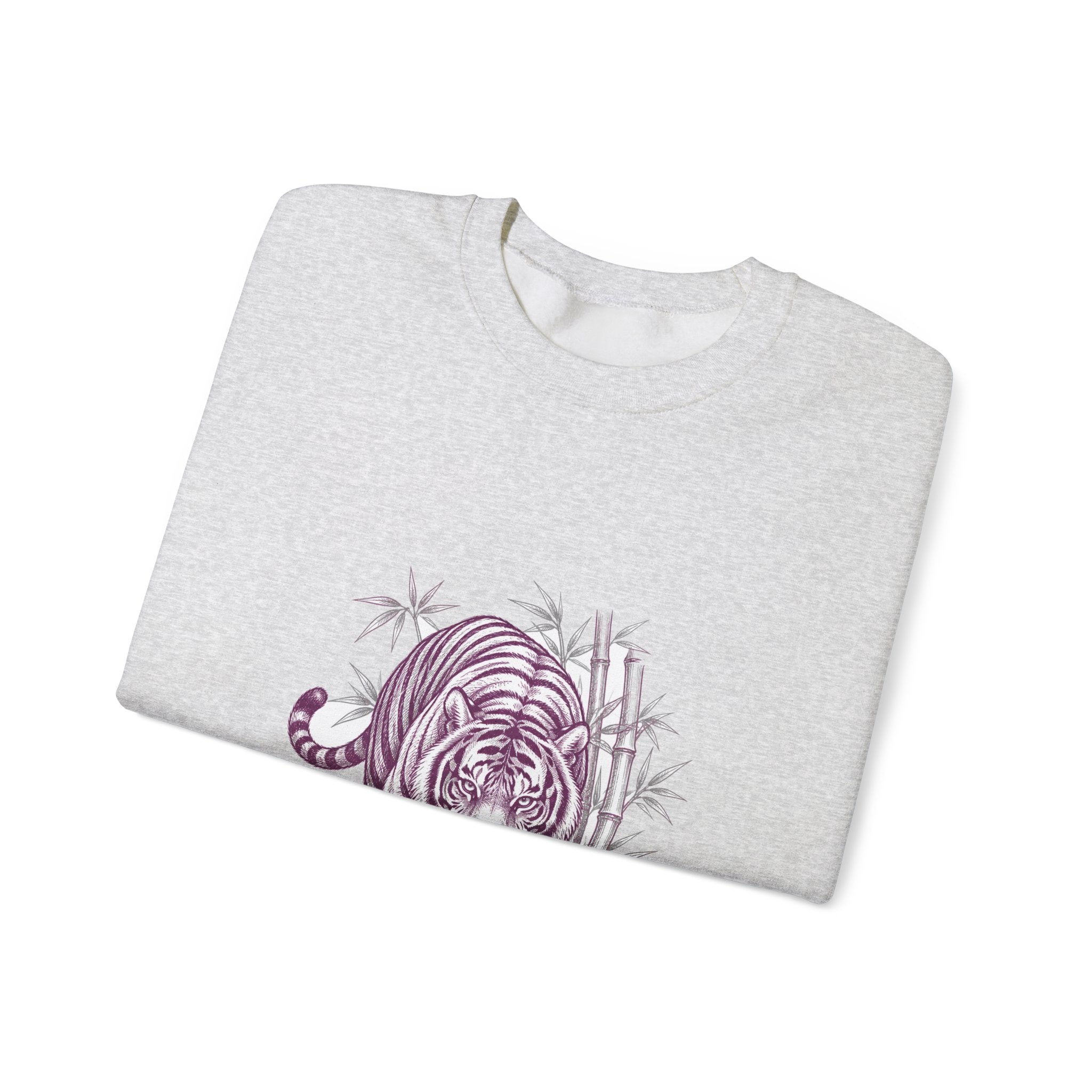 Matching Couple Sweatshirt - Tiger & Crane Matching Couple Crewneck Sweatshirt Hand-Drawn Art His Hers Best Friend Gift - Design A