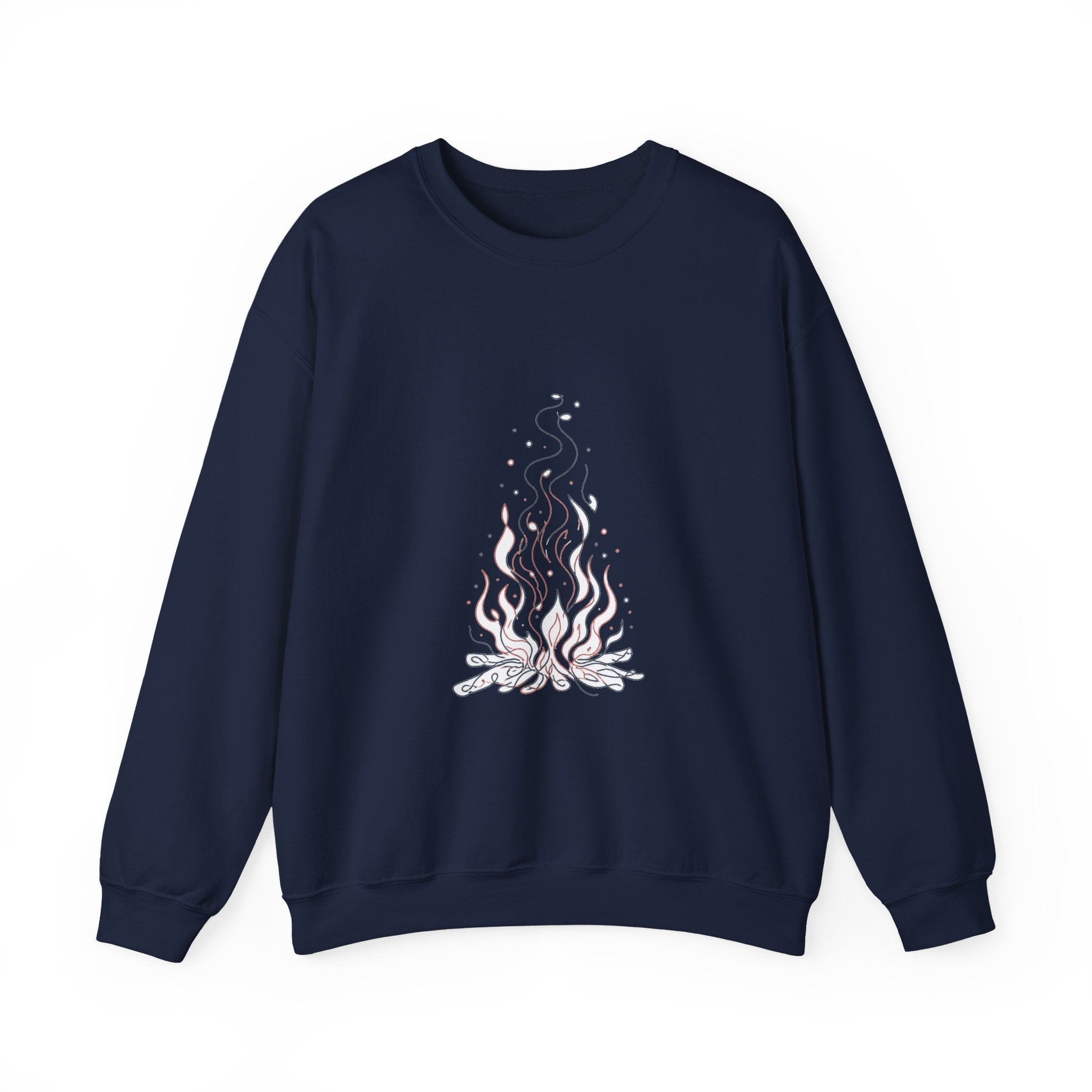 Matching Couple Sweatshirt - Wildfire & Waterfall Matching Couple Crewneck Sweatshirt Minimalist Art His Hers Valentine Gift - Design A