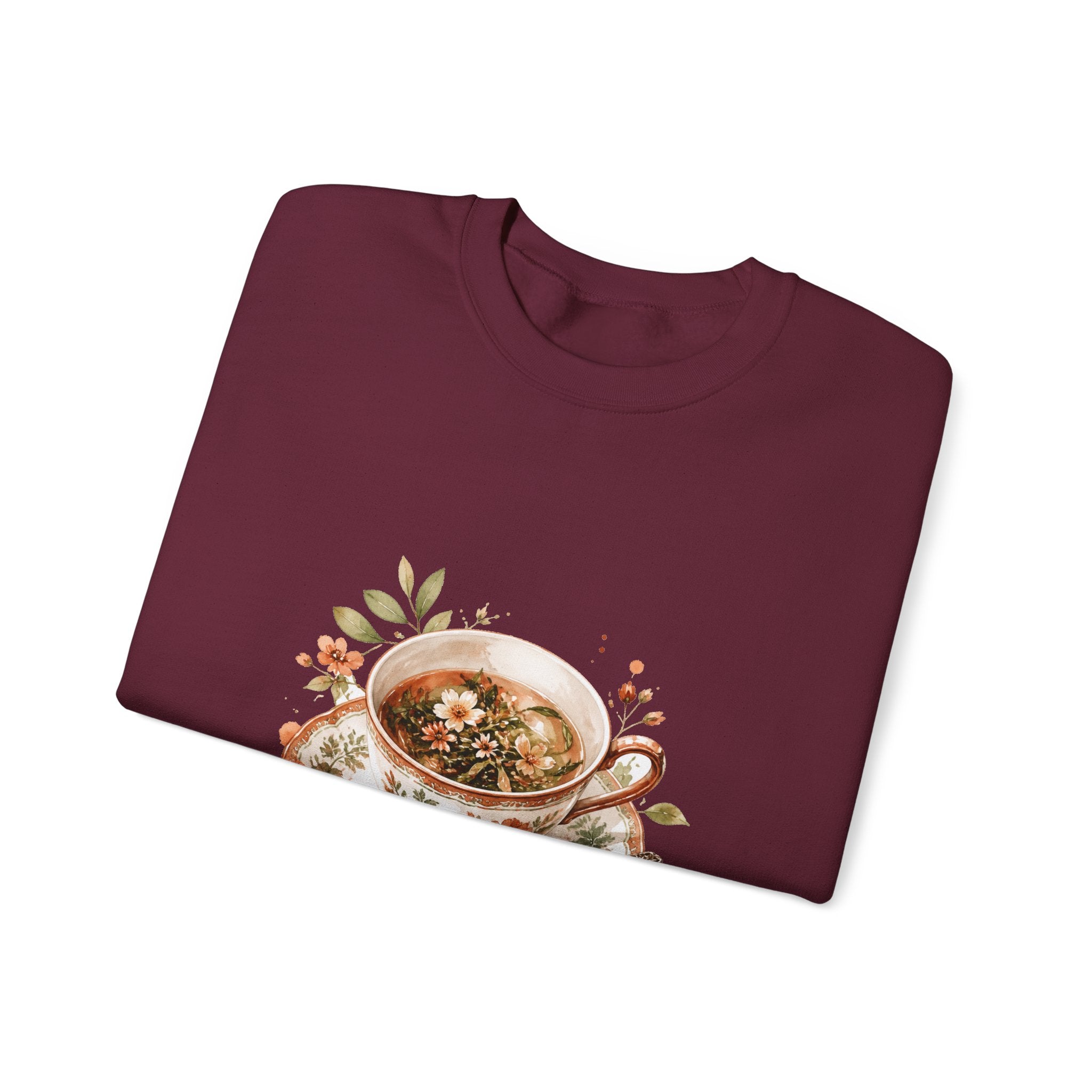 Matching Couple Sweatshirt - Coffee & Tea Matching Couple Crewneck Sweatshirt Watercolor Art His Hers Engagement Gift - Design B