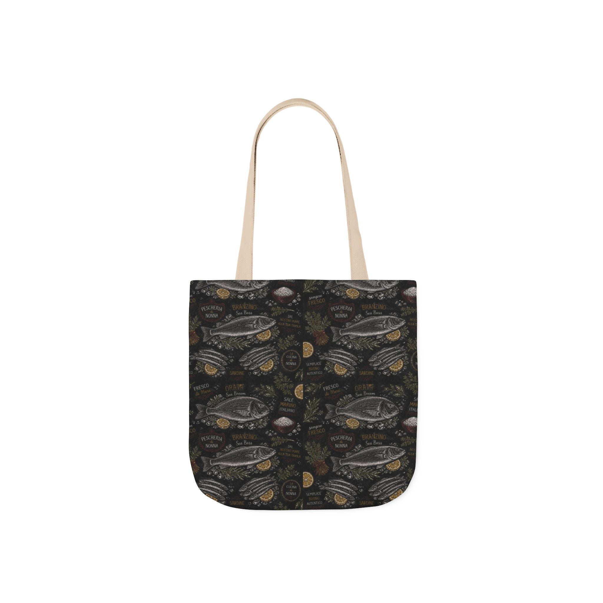 Mediterranean Fish Canvas Tote Bag Mediterranean Kitchen Chalk Art Design Italian Cottagecore Gift