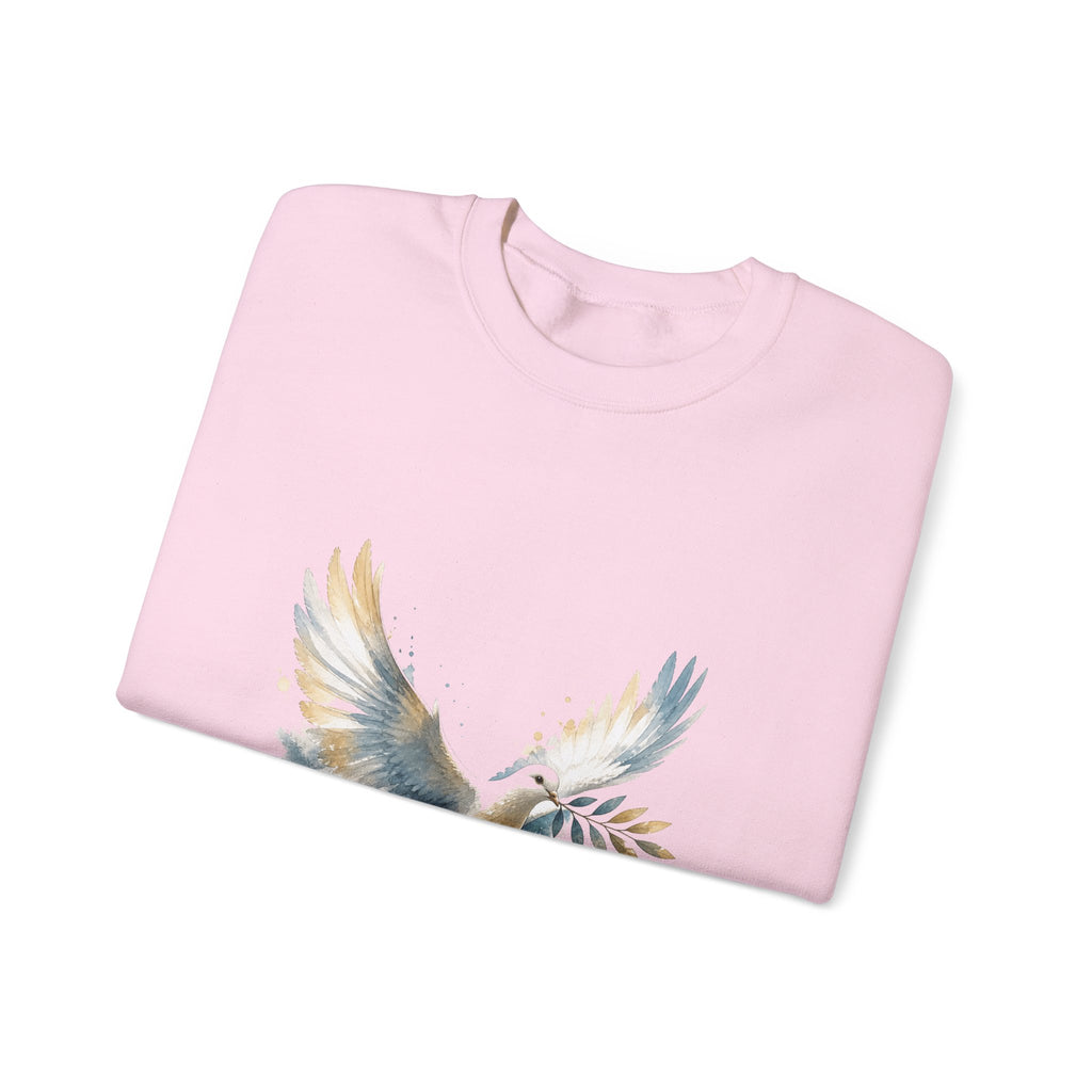 Matching Couple Sweatshirt - Wolf & Dove Matching Couple Premium Fleece Sweatshirt Watercolor Art His Hers Birthday Gift - Design B