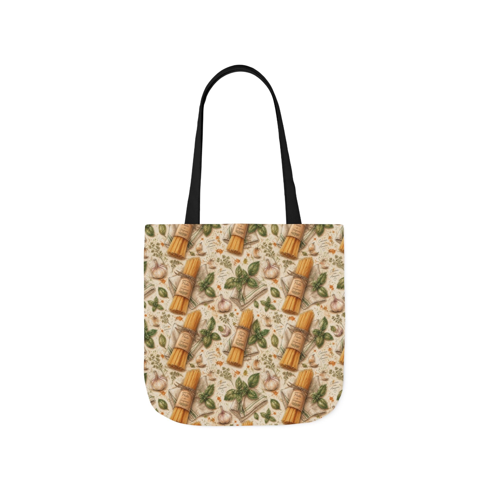 Spaghetti Bundle Canvas Tote Bag Mediterranean Kitchen Watercolor Design Italian Cottagecore Gift