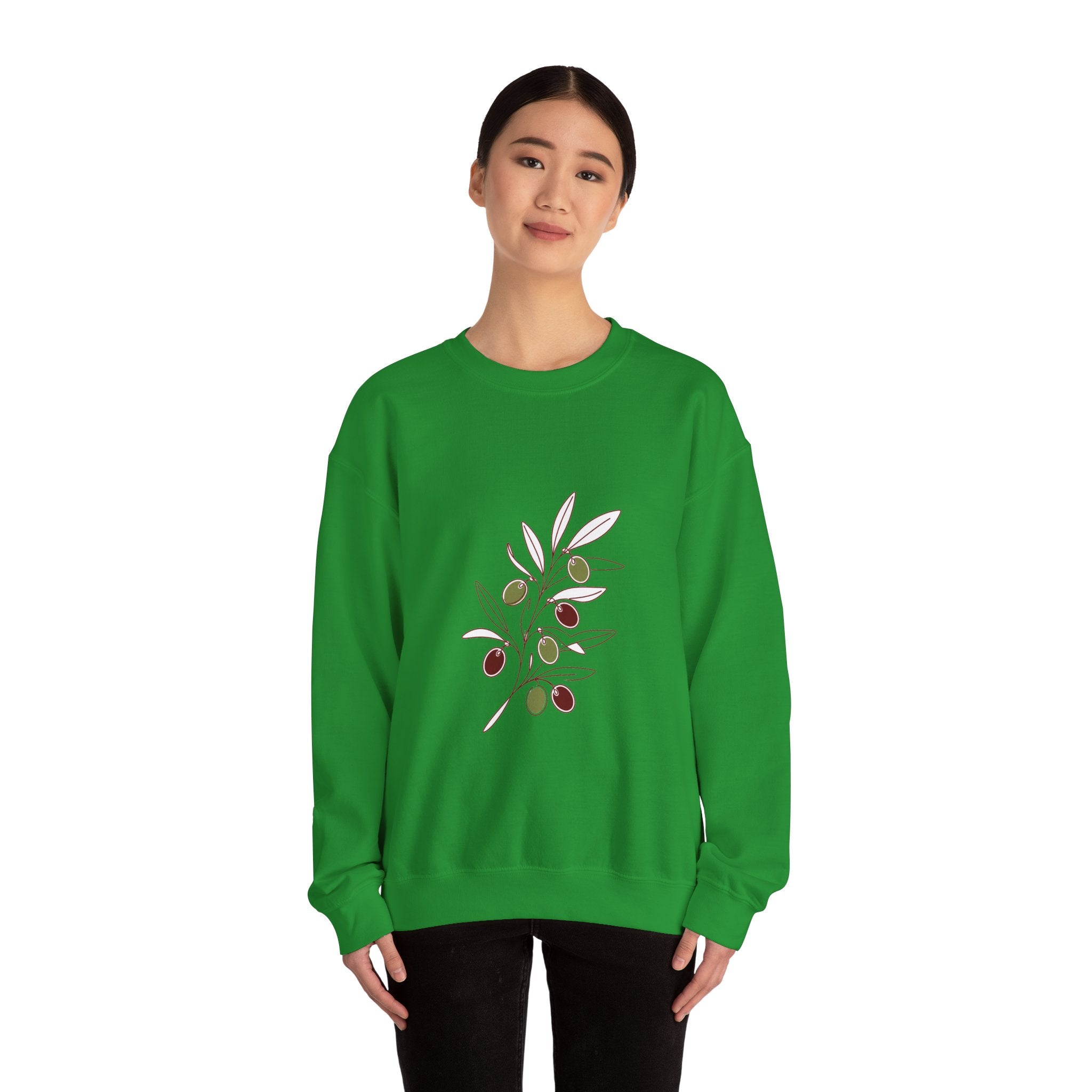 Matching Couple Sweatshirt - Olive Branch & Fig Matching Couple Crewneck Sweatshirt Minimalist Art His Hers Valentine Gift - Design A