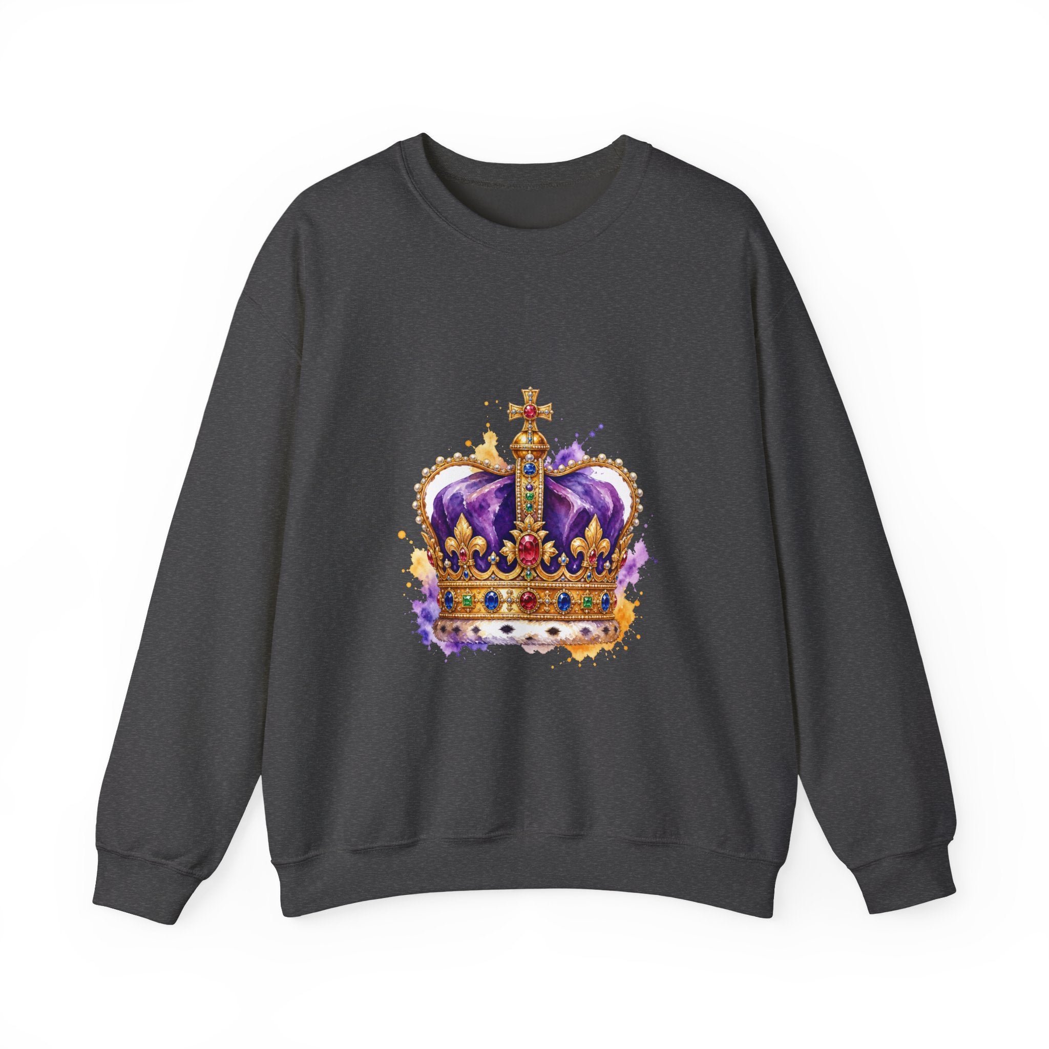 Matching Couple Sweatshirt - Crown & Shield Matching Couple Premium Fleece Sweatshirt Watercolor Art His Hers Birthday Gift - Design A
